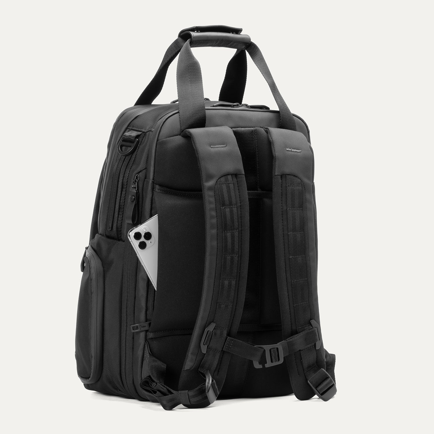 Travelpro Altitude Medium Expandable Laptop Backpack 25-30L in Jet Black — angle view 3