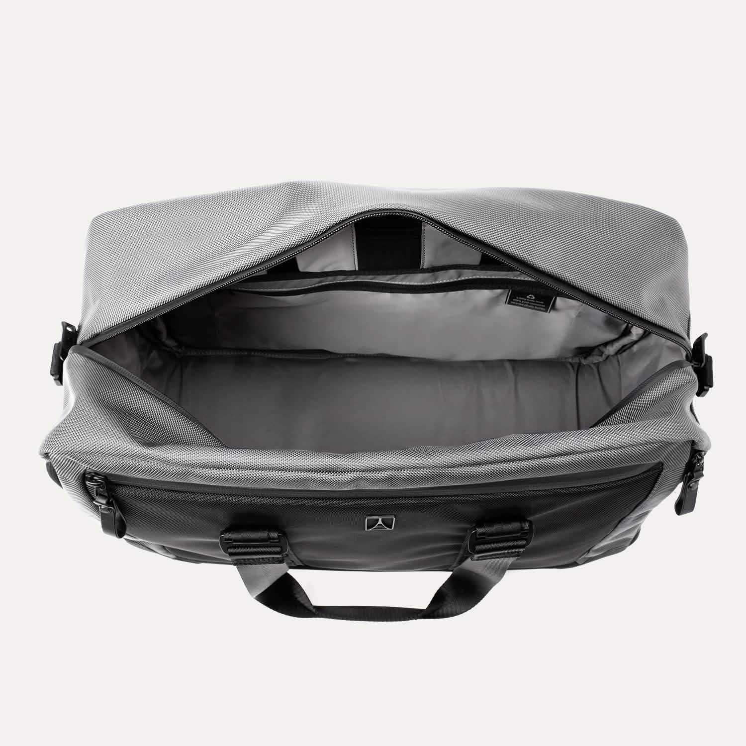 Travelpro Altitude Double Expansion Duffel in Falcon Grey — interior view