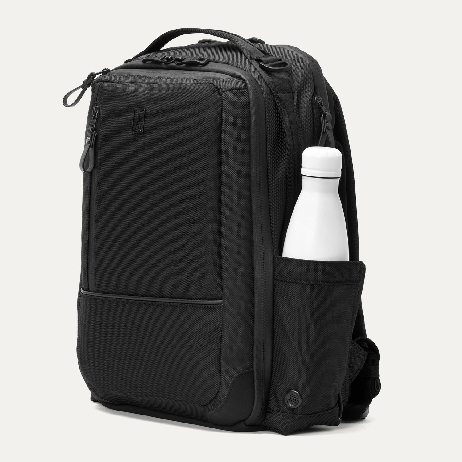 Travelpro Altitude Slim Expandable Laptop Backpack 20-24L in Jet Black — angle view 3