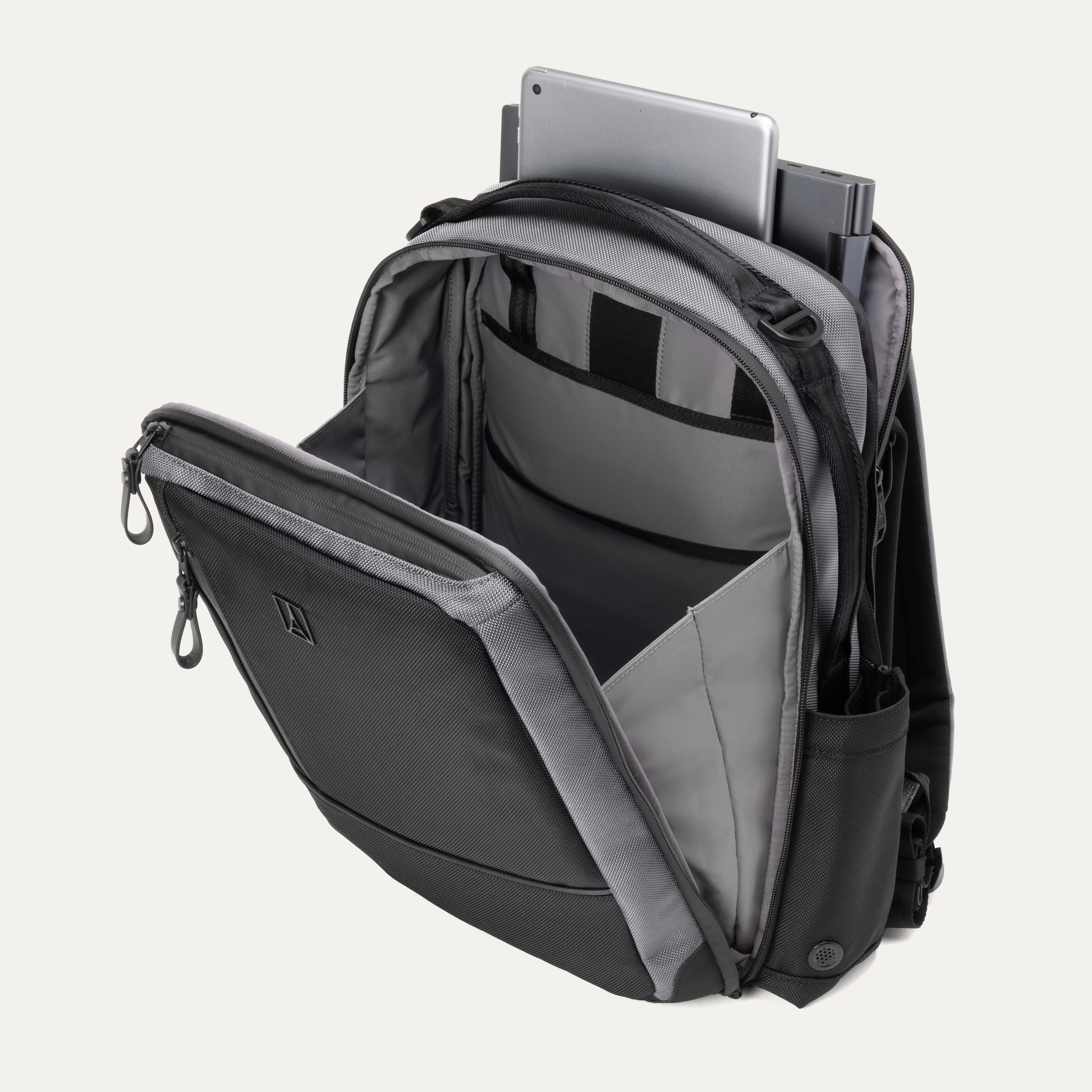 Travelpro Altitude Slim Expandable Laptop Backpack 20-24L in Falcon Grey — interior view