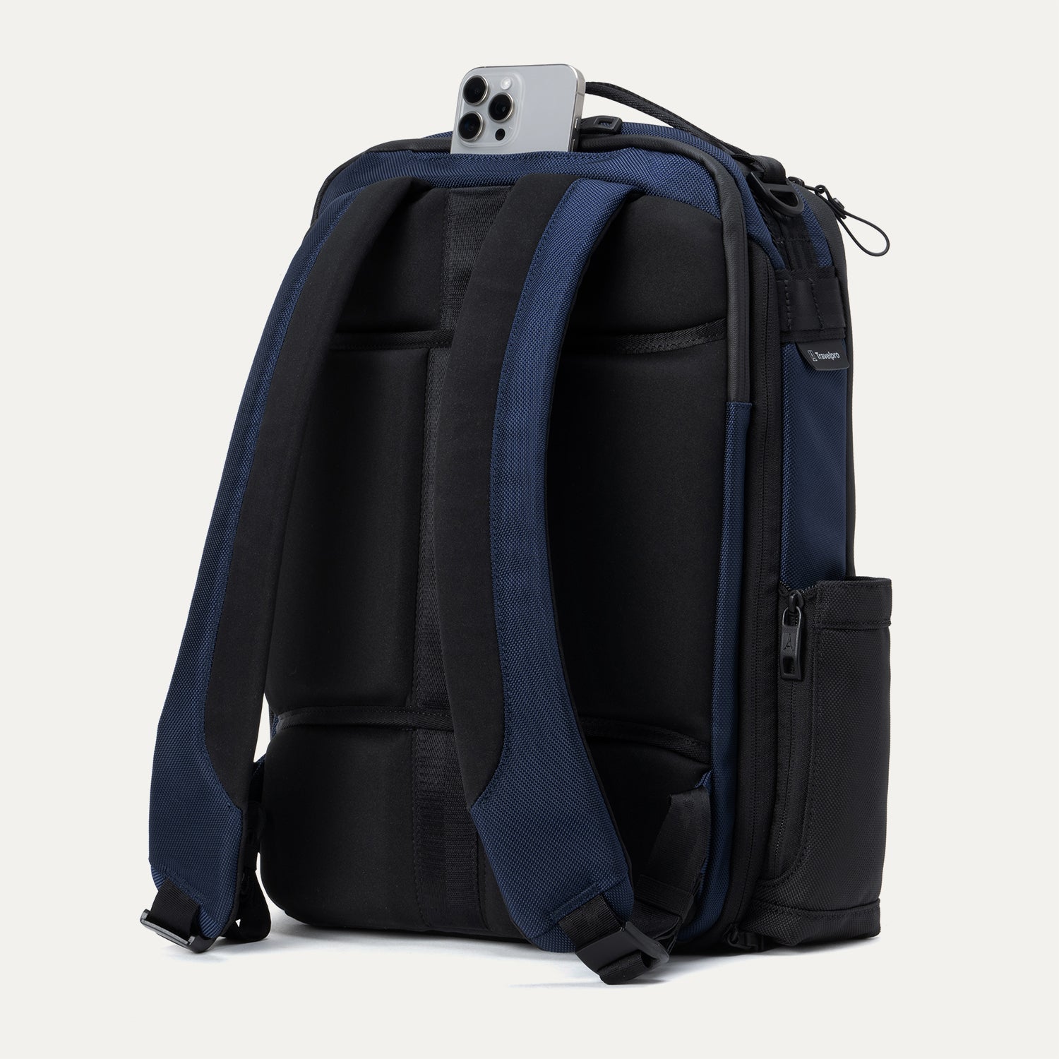 Travelpro Altitude Slim Expandable Laptop Backpack 20-24L in Aviator Navy — angle view 2