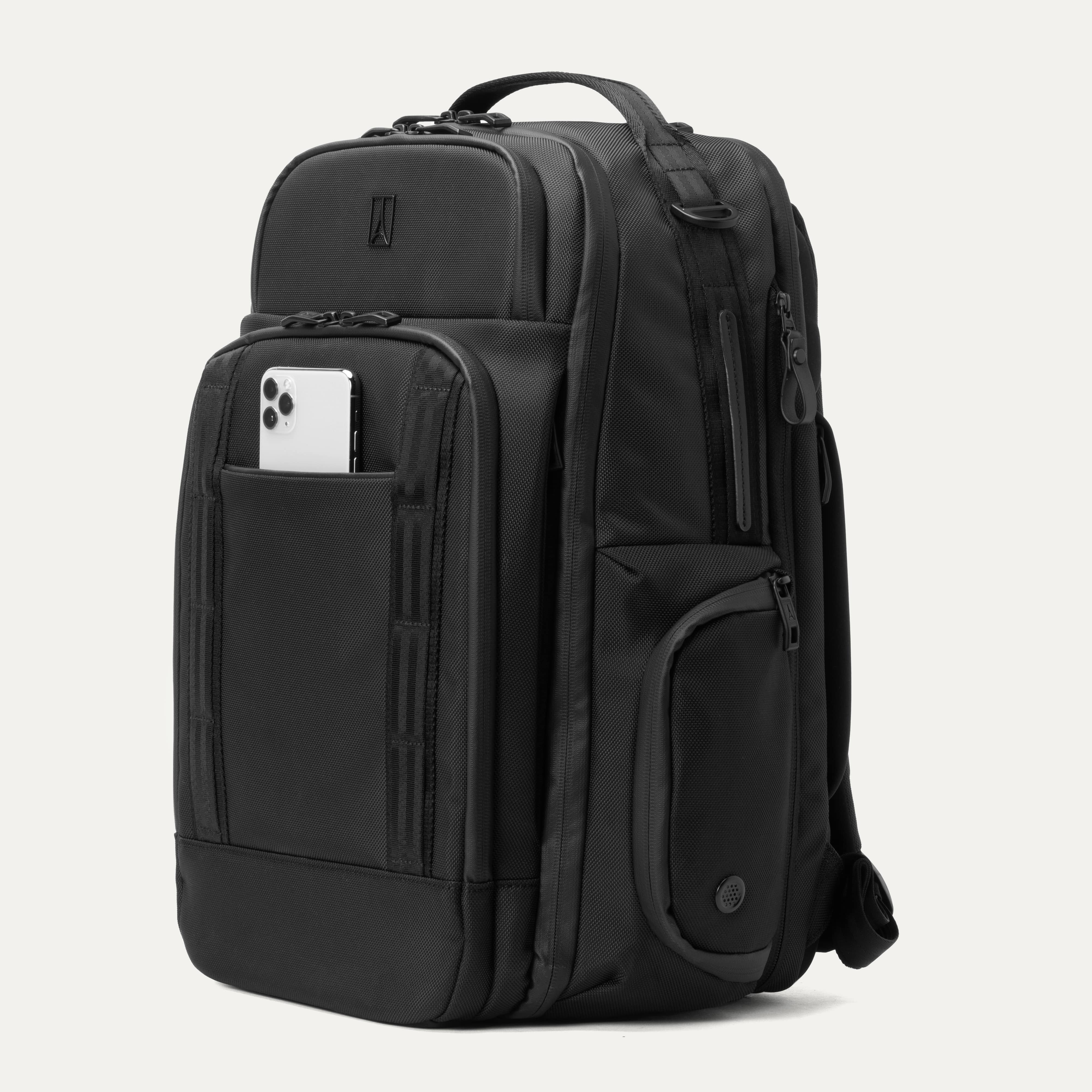 Travelpro Altitude Large Expandable Laptop Backpack 30-36L in Jet Black — angle view 2