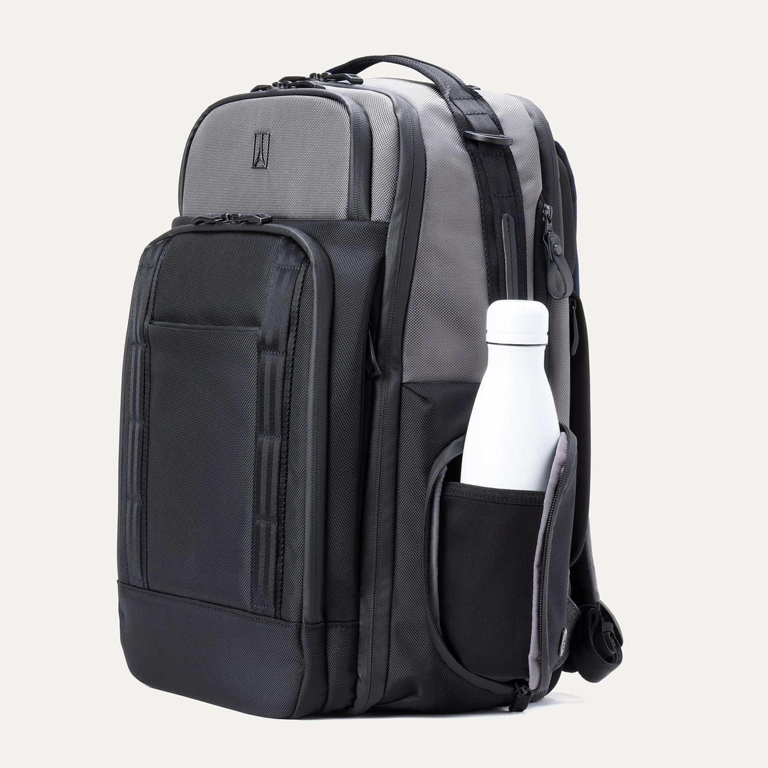 Travelpro Altitude Large Expandable Laptop Backpack 30-36L in Falcon Grey — angle view 3