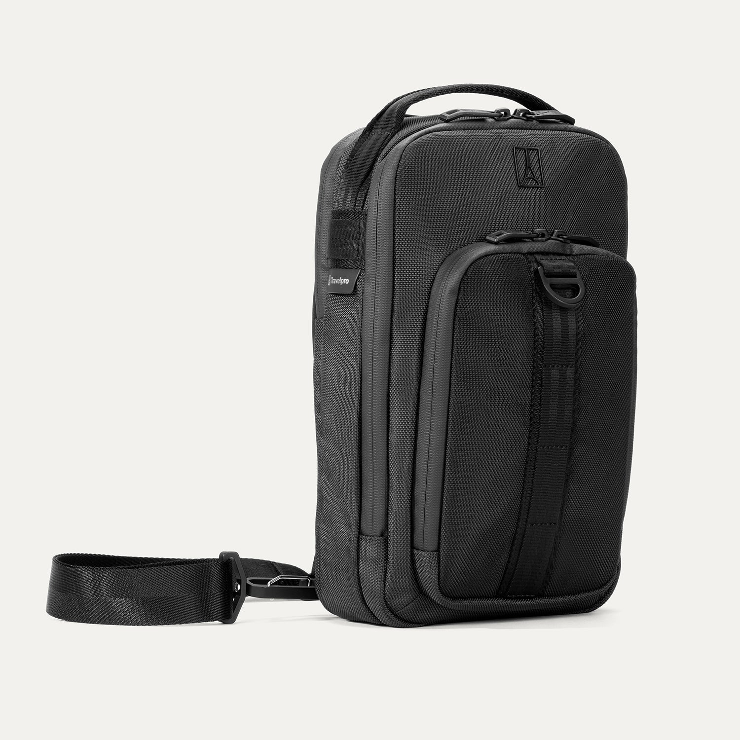 Travelpro Altitude Crossbody 6L in Jet Black — interior view