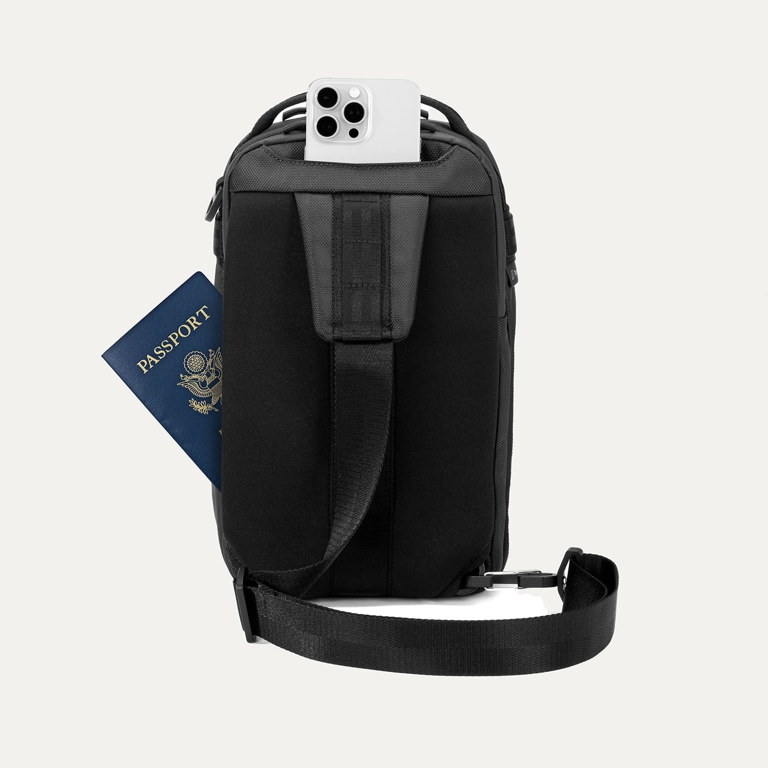 Travelpro Altitude Crossbody 6L in Jet Black — angle view 3