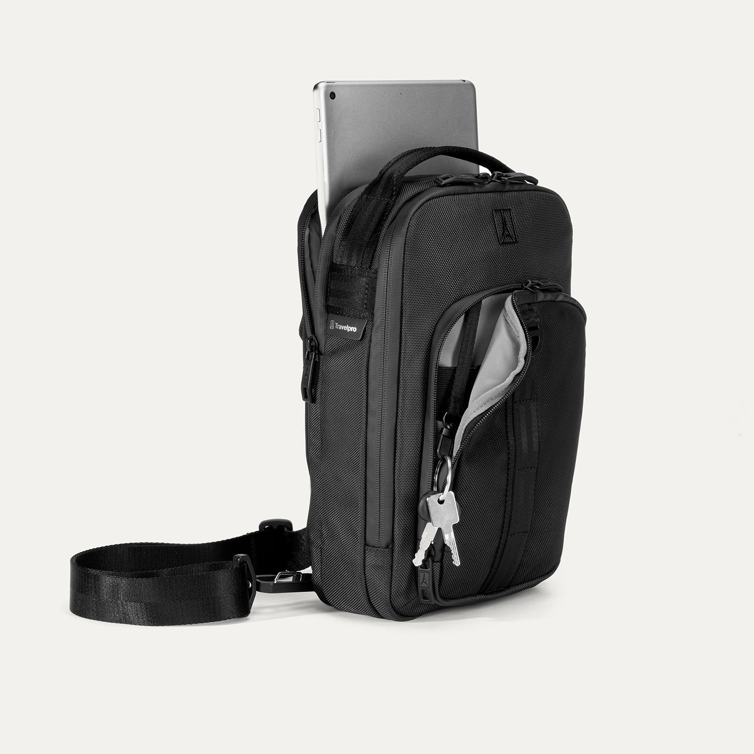 Travelpro Altitude Crossbody 6L in Jet Black — angle view 1