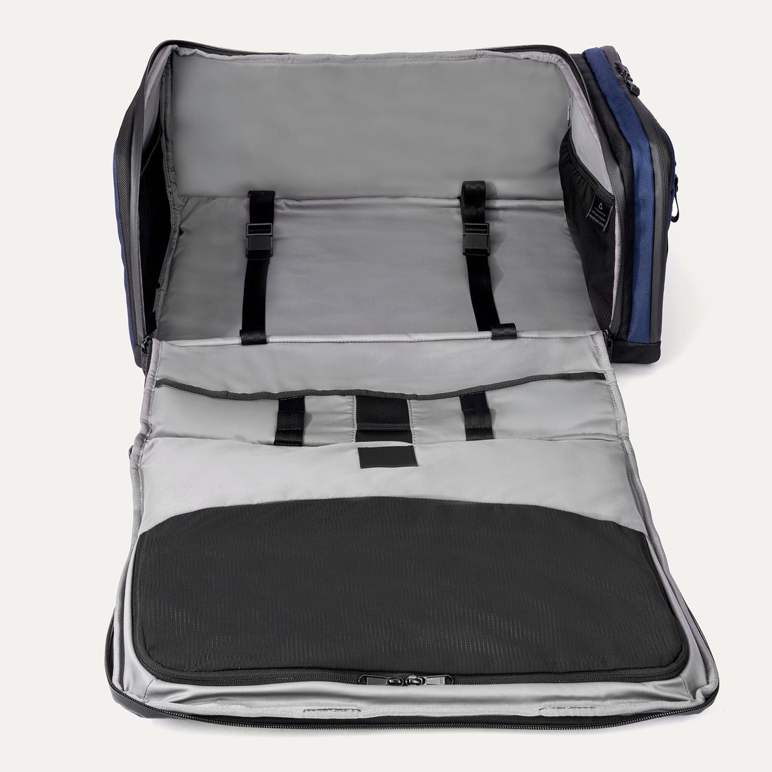 Travelpro Altitude Convertible Duffel/Backpack in Aviator Navy — interior view