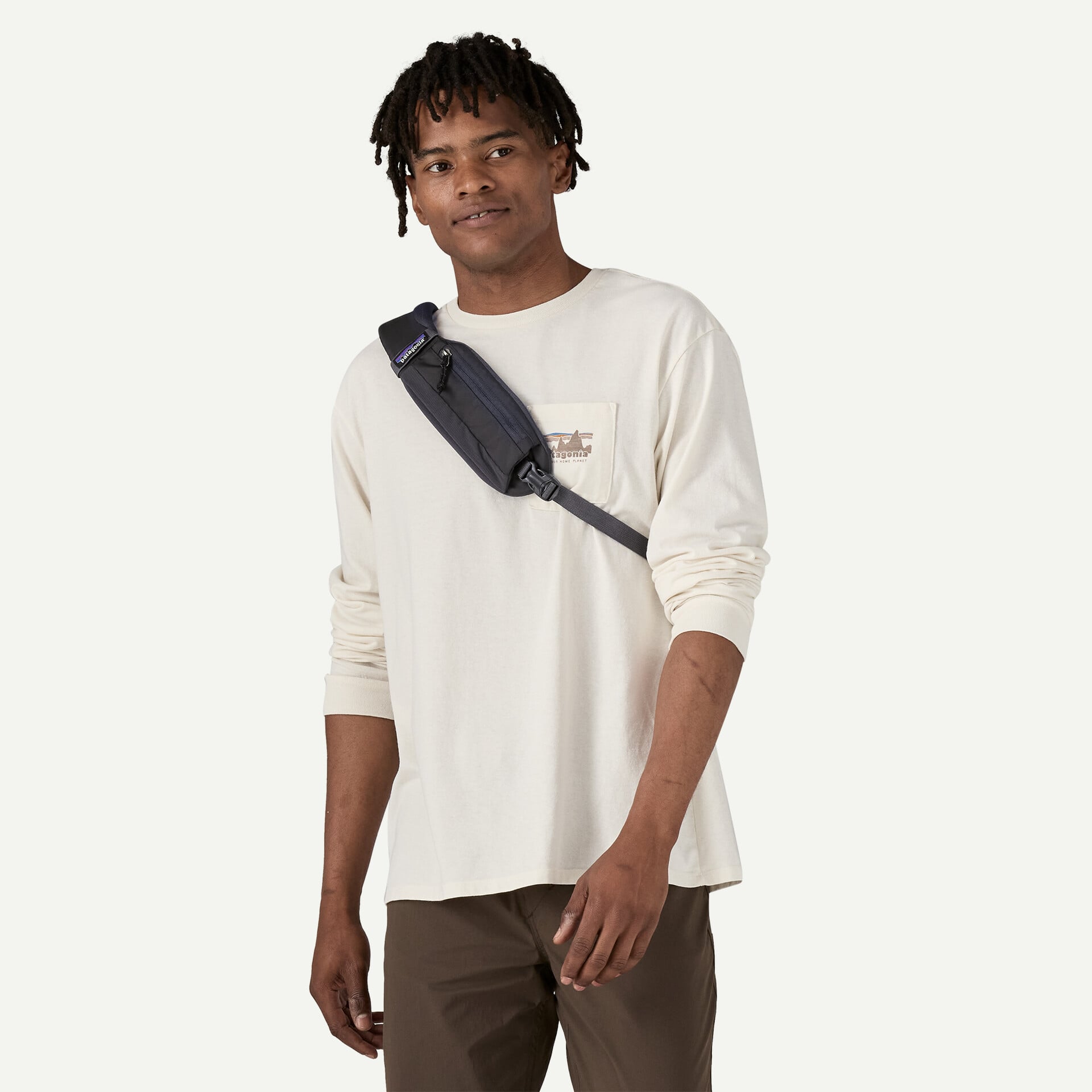 Patagonia Atom Sling Bag 8L in Smolder Blue — angle view 2