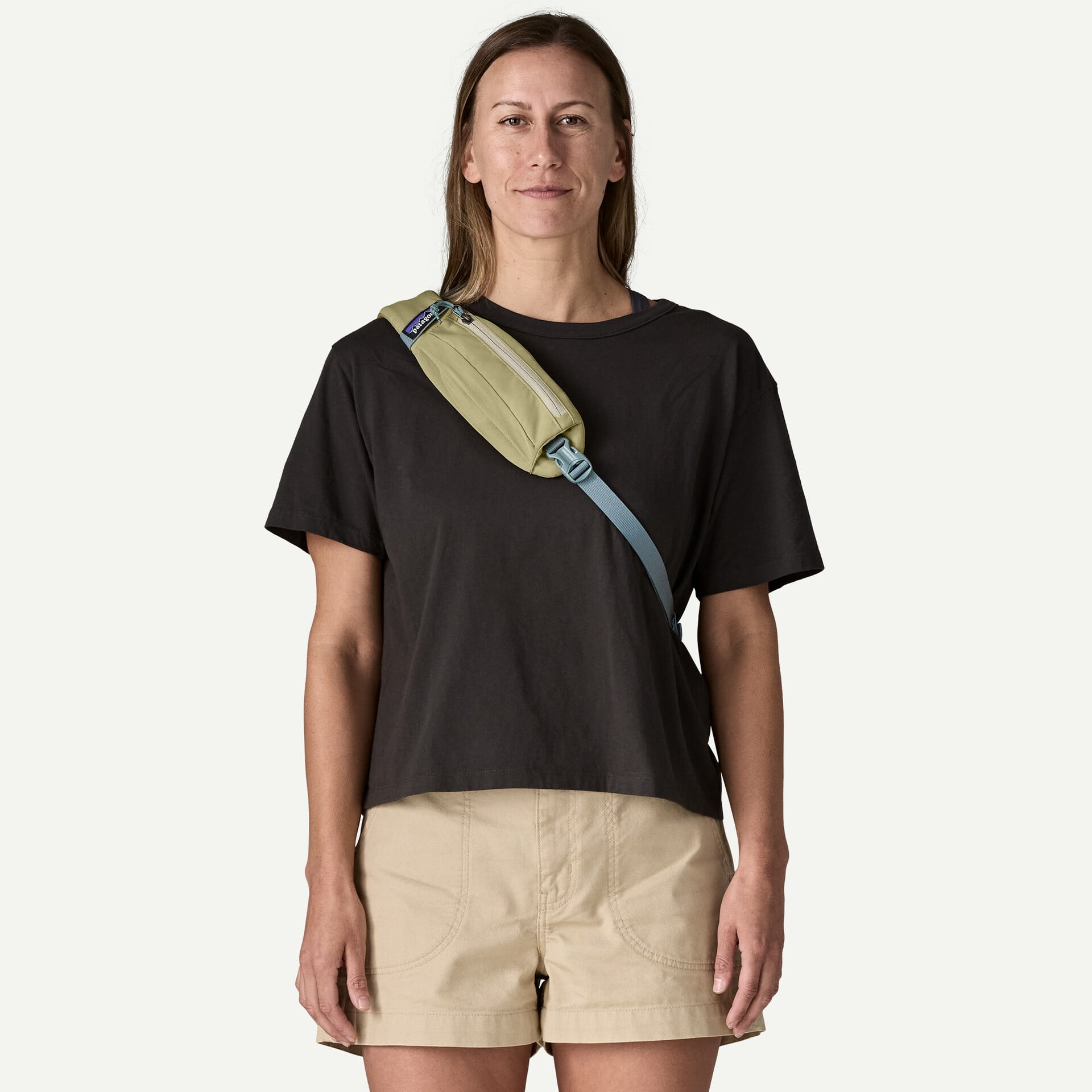 Patagonia Atom Sling Bag 8L in Weathered Stone — angle view 2