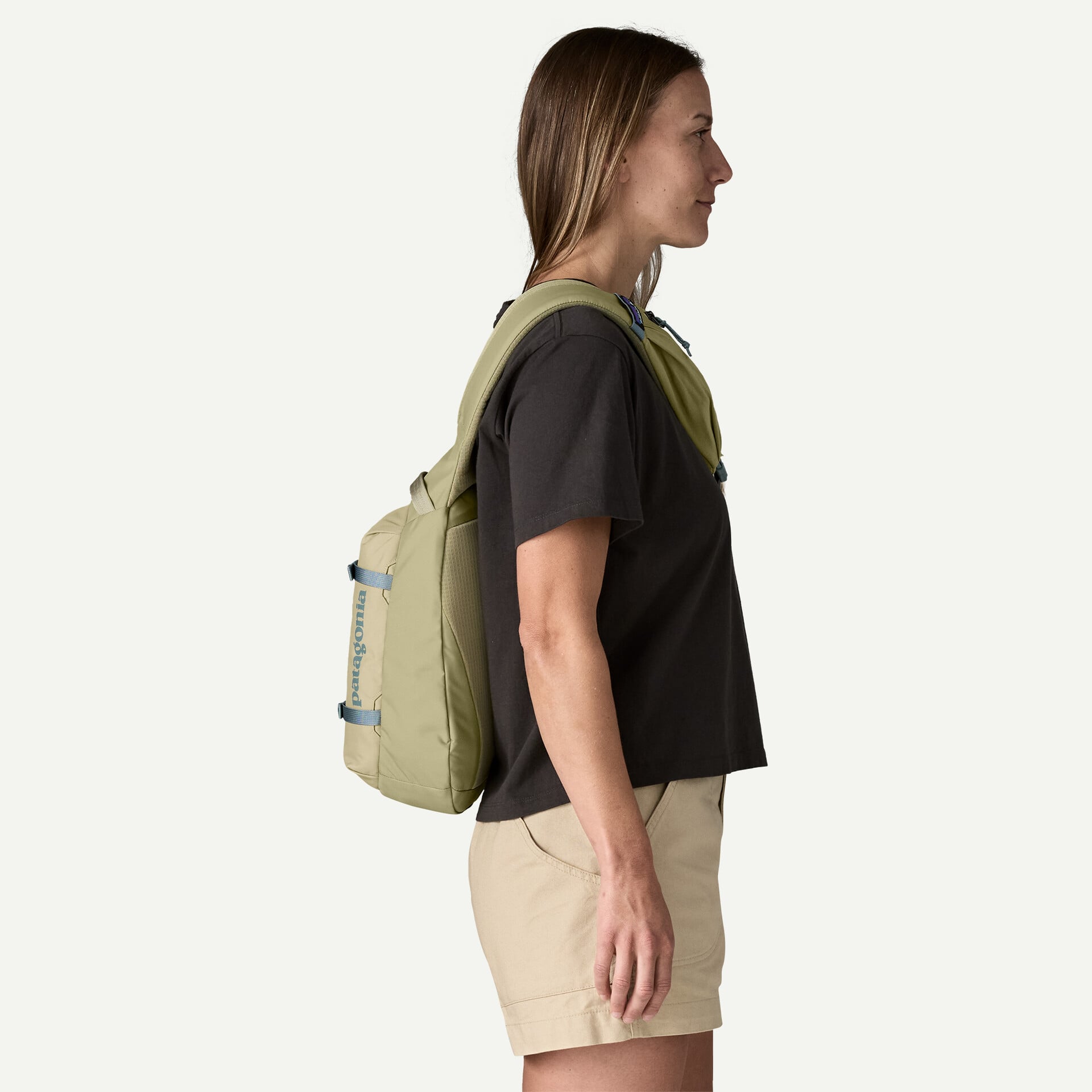 Patagonia Atom Sling Bag 8L in Weathered Stone — angle view 4