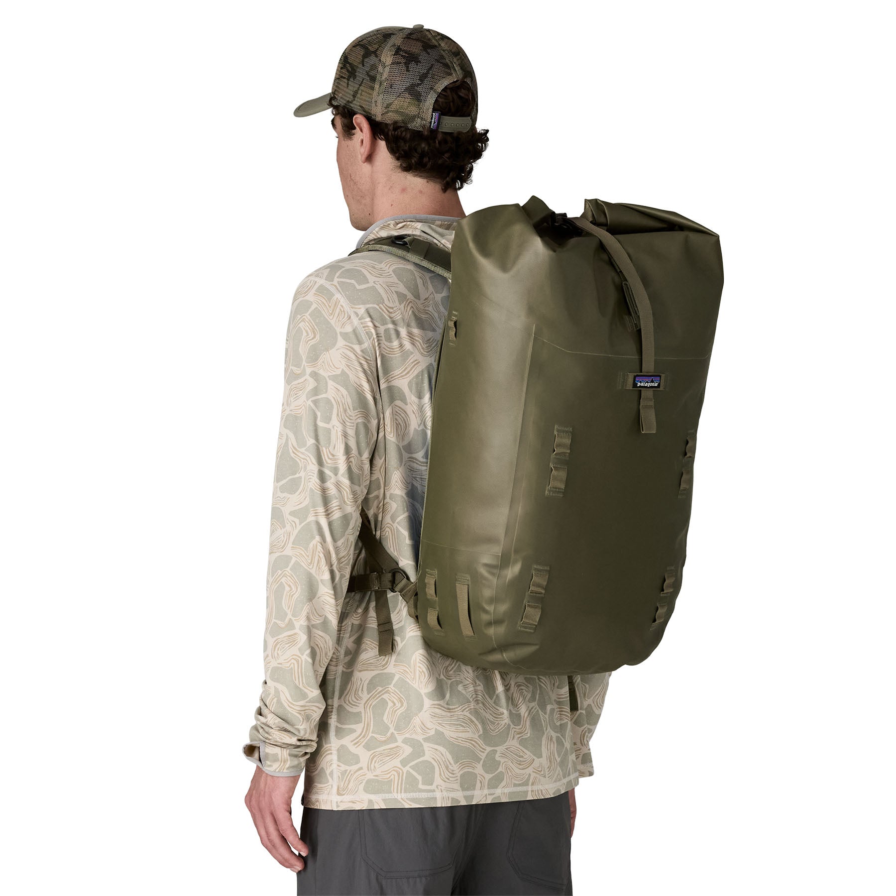 Patagonia Disperser Roll-Top Pack 40L in Basin Green — lifestyle