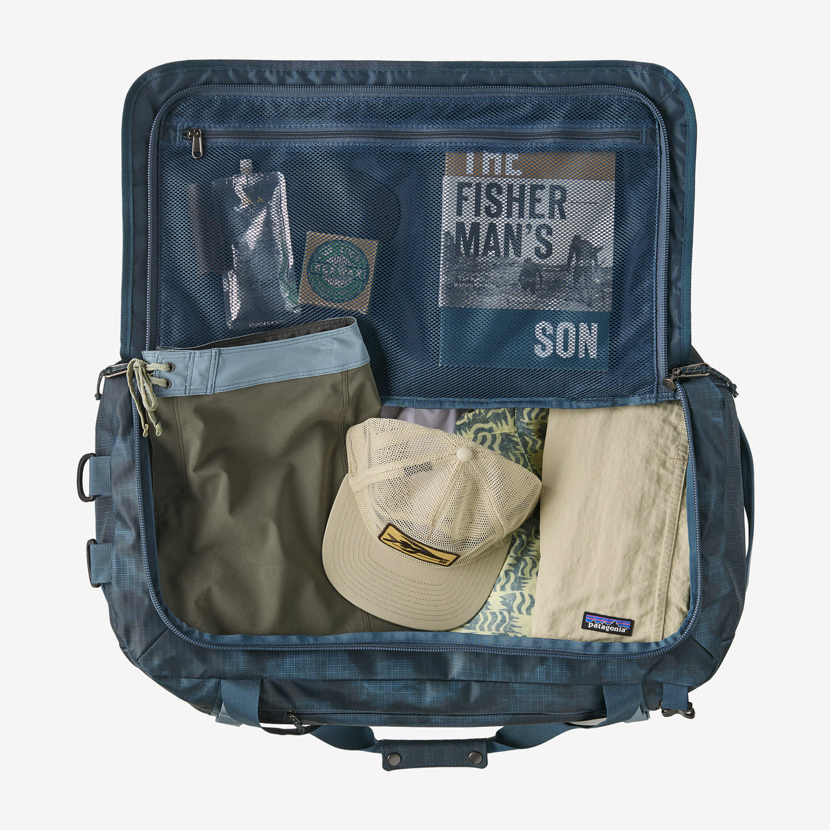 Patagonia Black Hole Duffel 55L in Sastrugi: Summit Blue — interior view