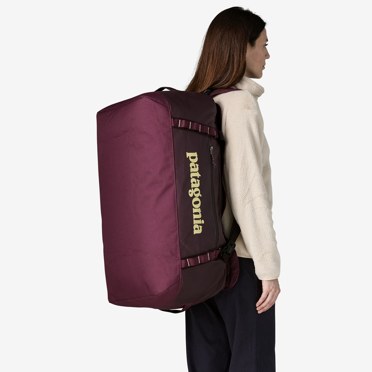 Patagonia Black Hole Duffel 70L in Berry Fig — lifestyle