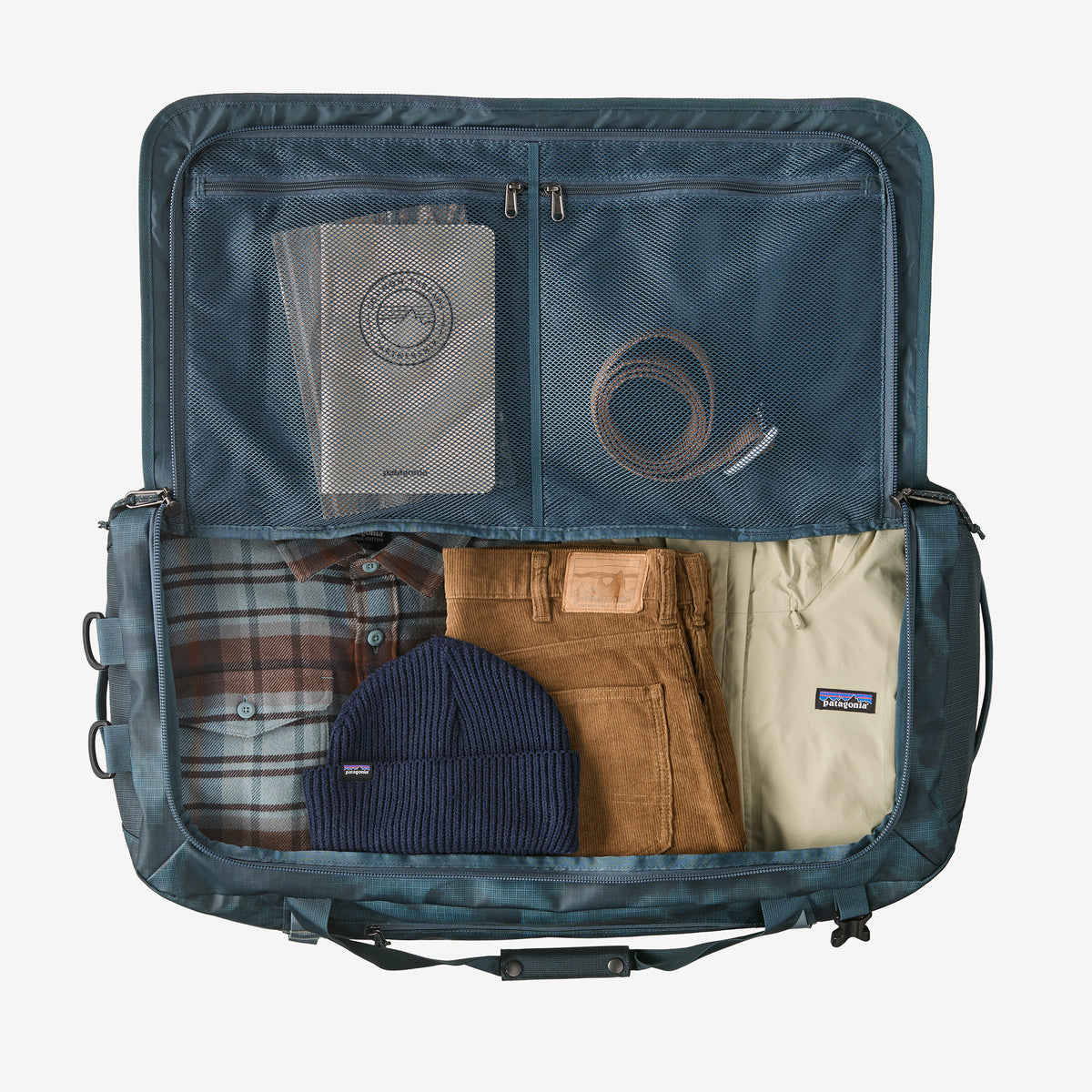 Patagonia Black Hole Duffel 70L in Sastrugi: Summit Blue — interior view