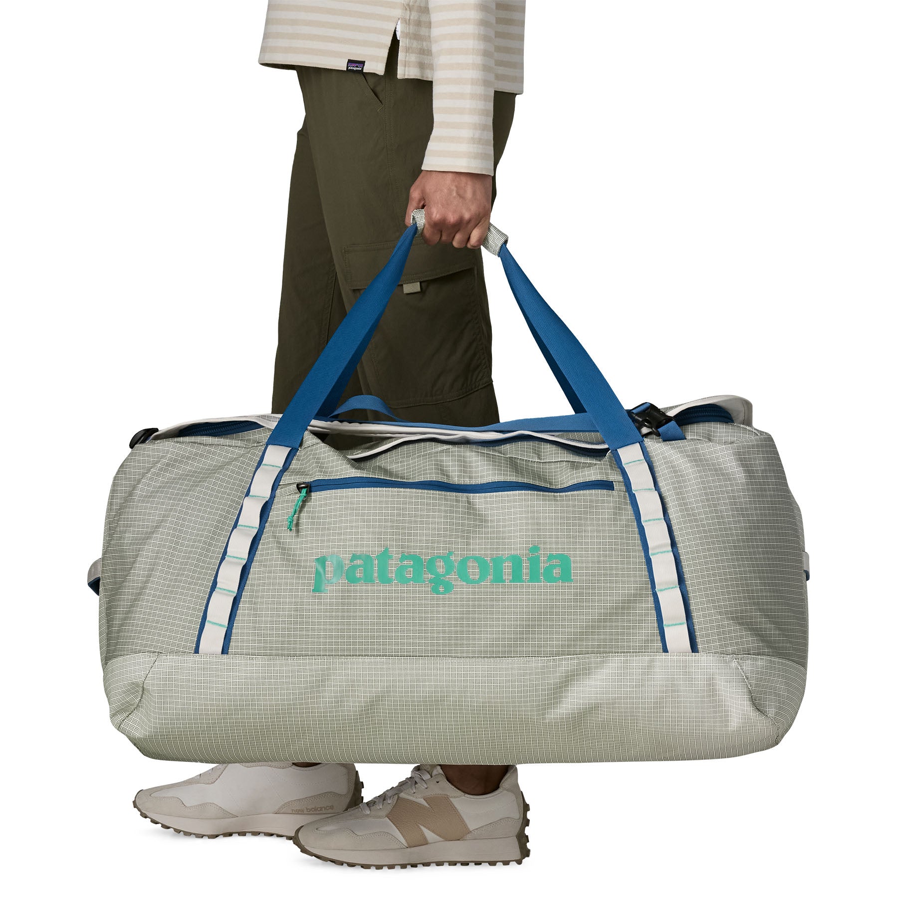 Patagonia Black Hole Duffel 100L in Birch White — lifestyle 2