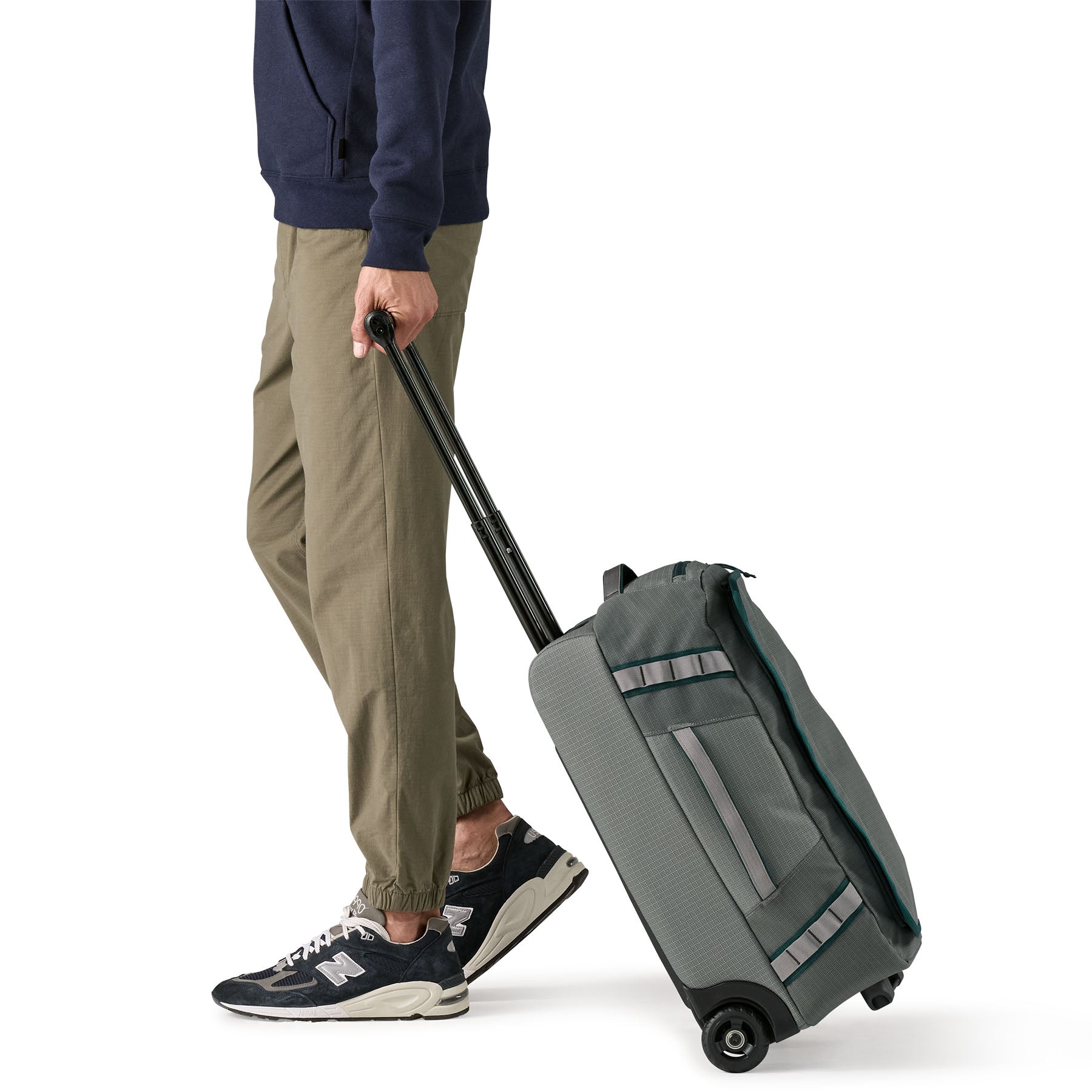 Patagonia Black Hole Wheeled Duffel 40L in Noble Grey — lifestyle