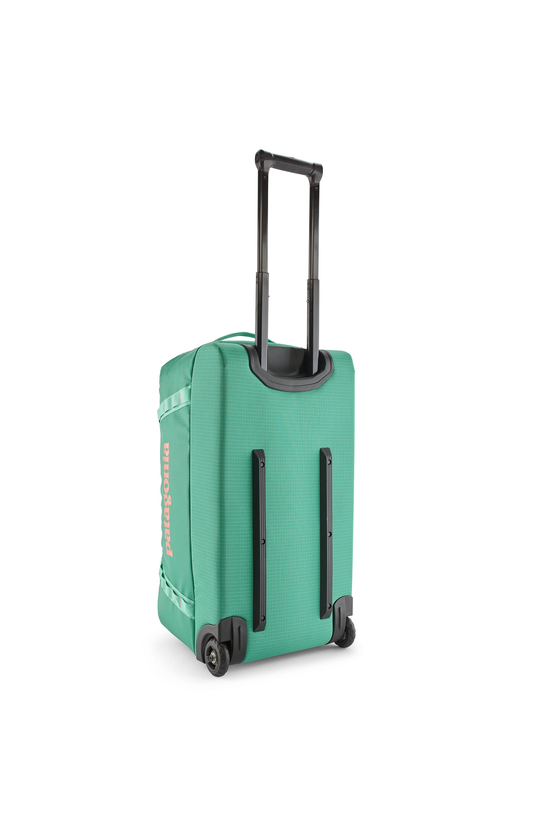 Patagonia Black Hole Wheeled Duffel 70L in Aqua Stone — back view