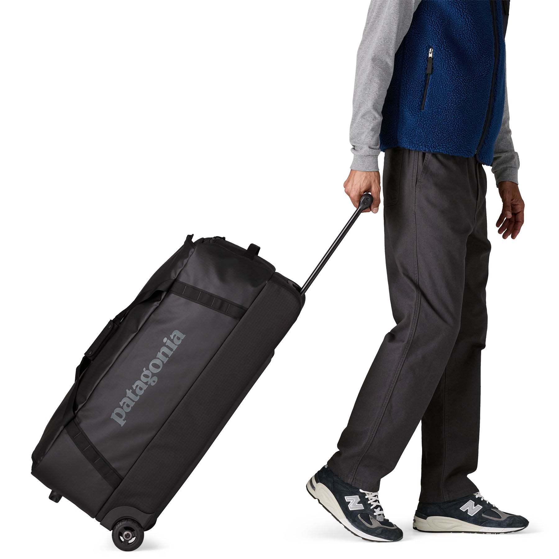 Patagonia Black Hole Wheeled Duffel 100L in Black — lifestyle