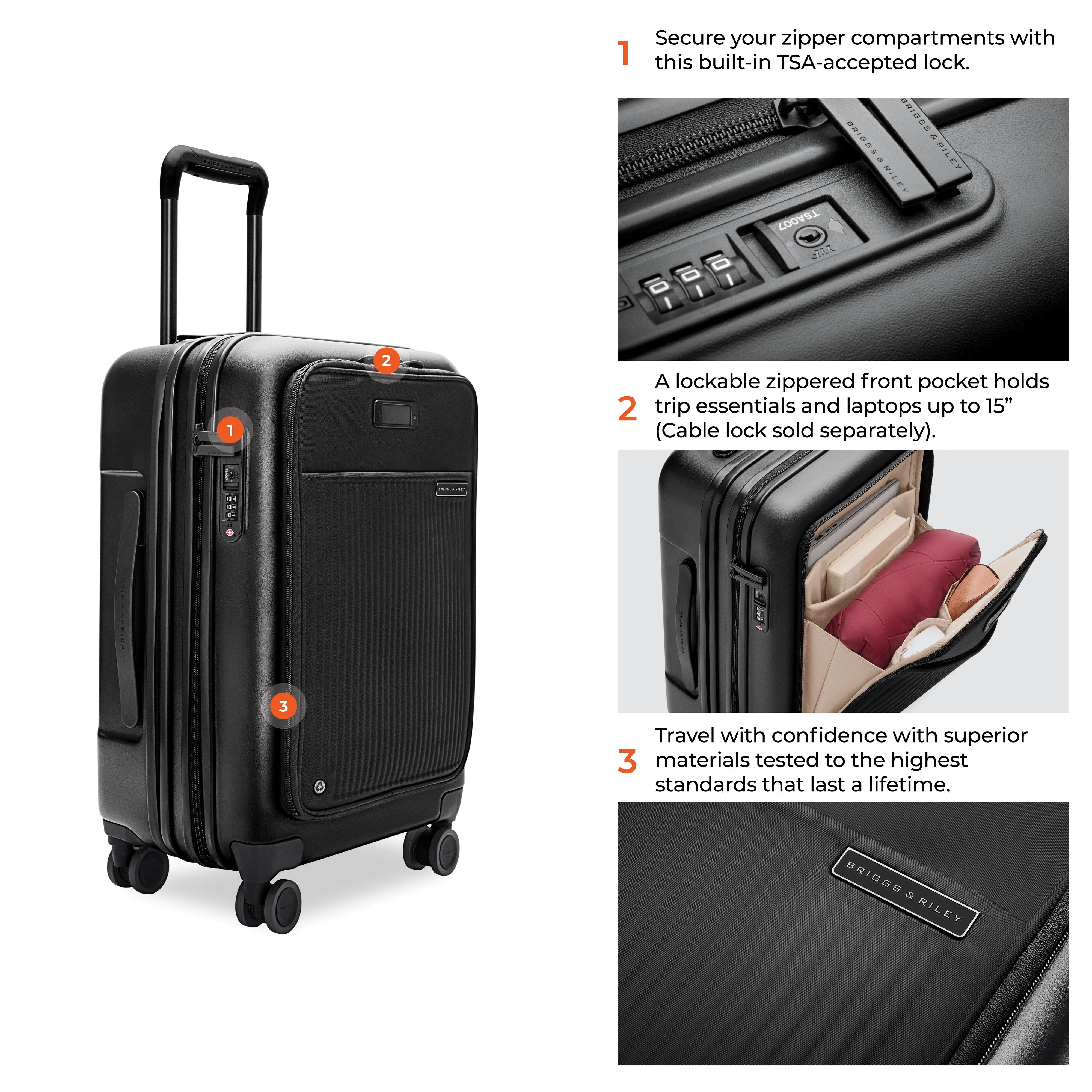 Briggs & Riley Sympatico Essential 22" Front Pocket Carry-On Expandable Spinner - Black
