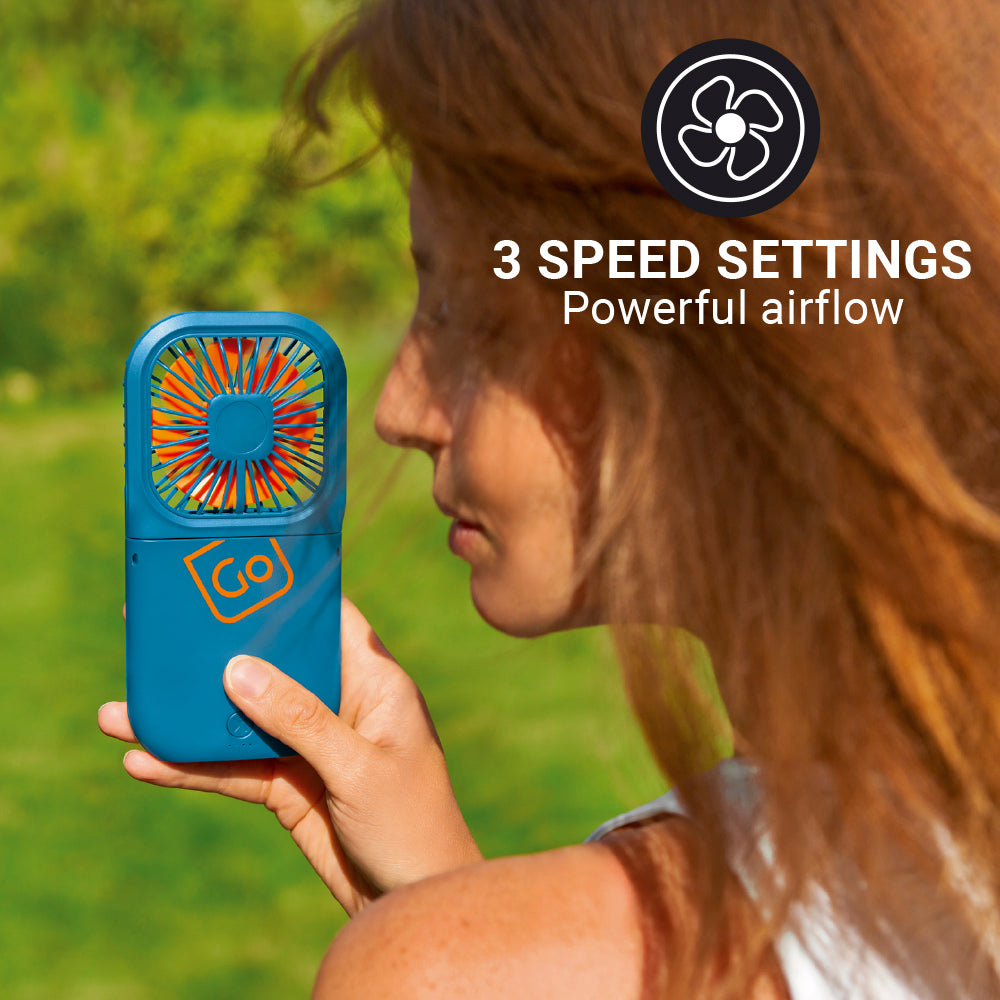 Go Travel Flexi Fan in Blue — angle view 2
