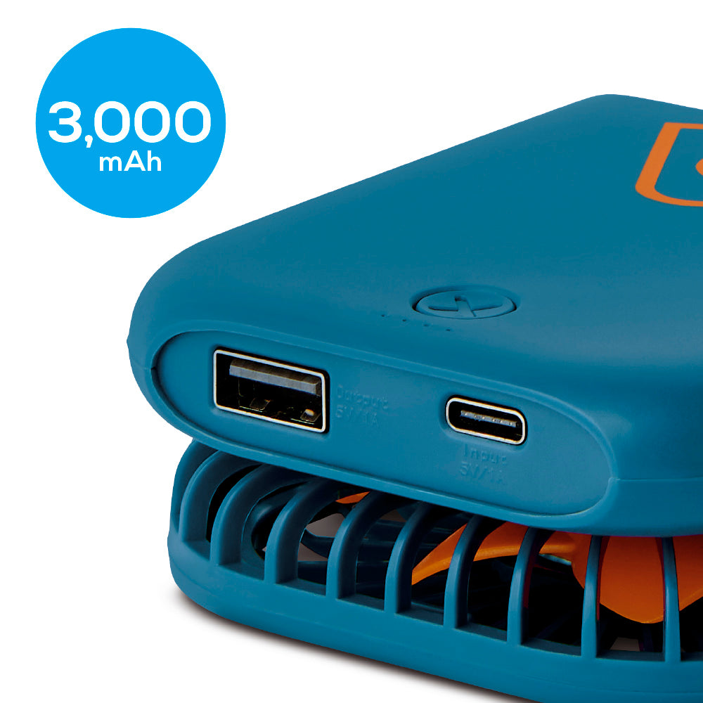 Go Travel Flexi Fan in Blue — in use