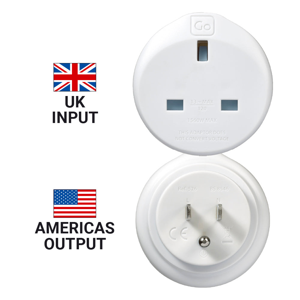 Go Travel UK to USA Adaptor – front view