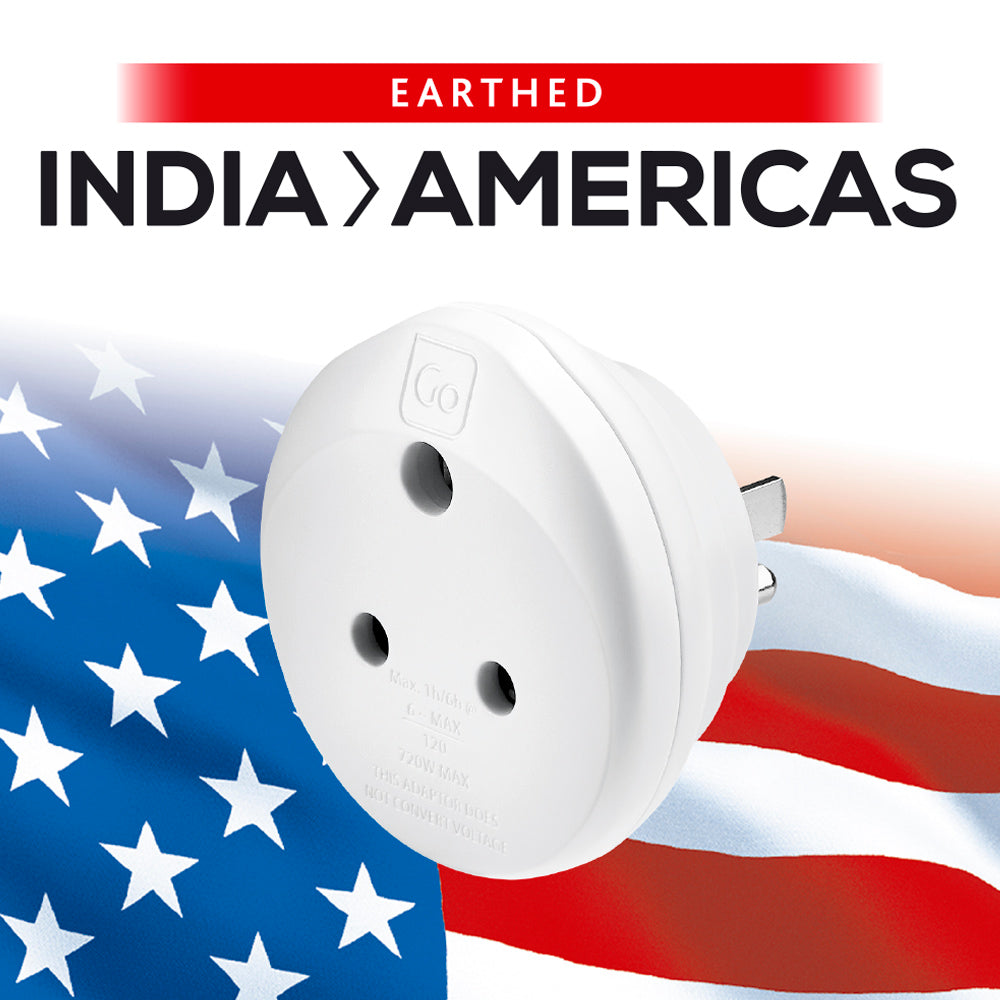Go Travel India to USA Adaptor – front view