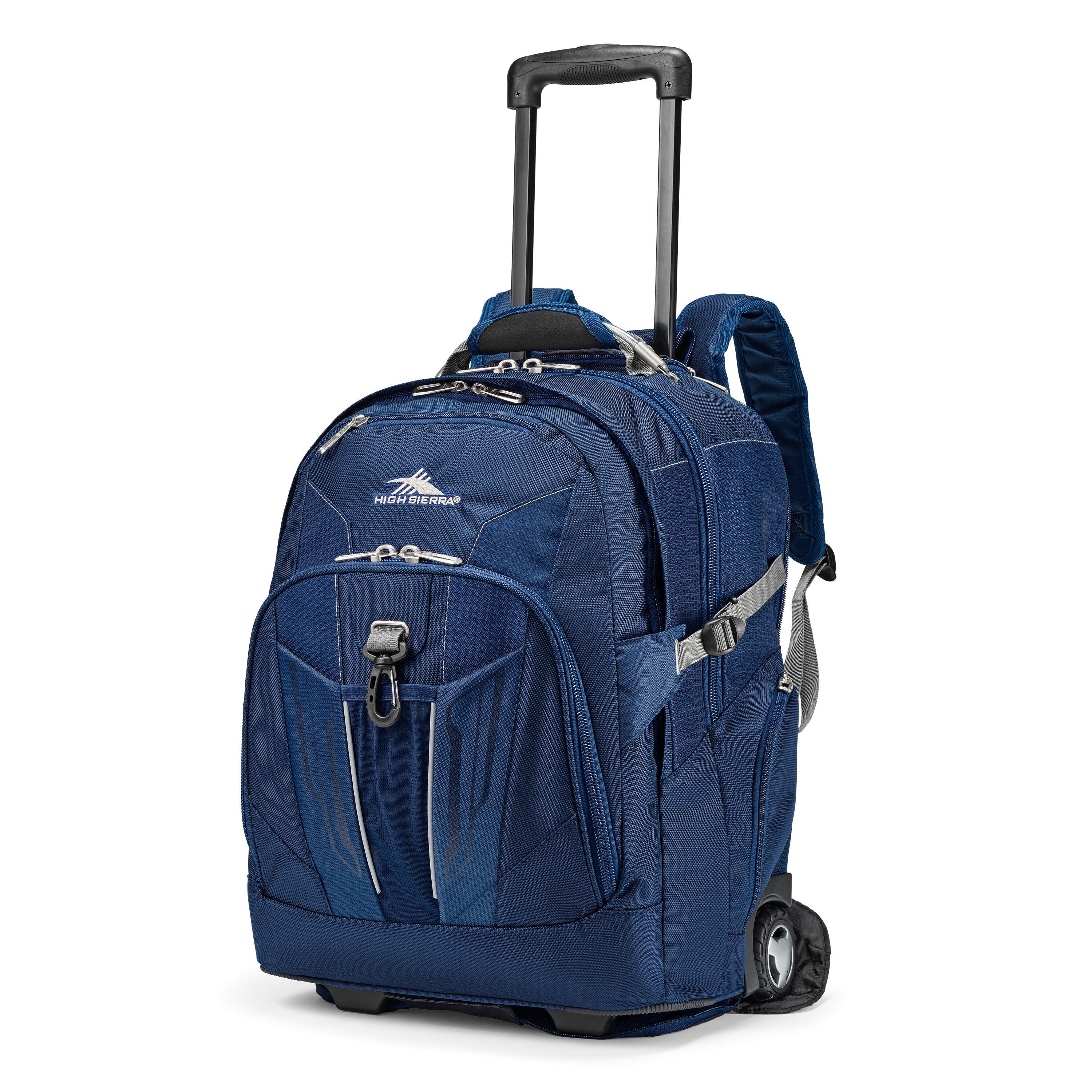 High Sierra XBT Wheeled Backpack in True Navy Charc — front view