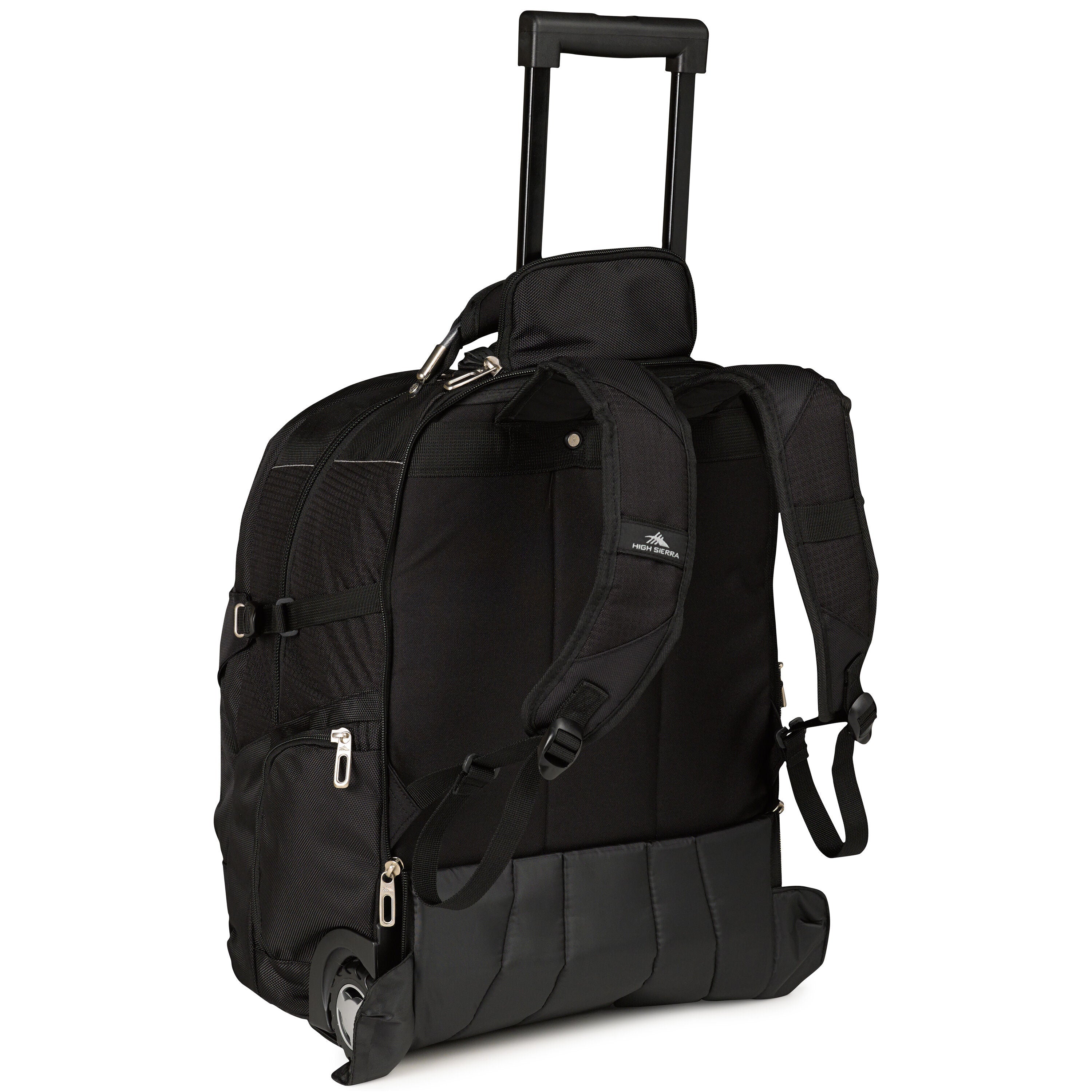 High Sierra XBT Wheeled Backpack in Black — angle view 1