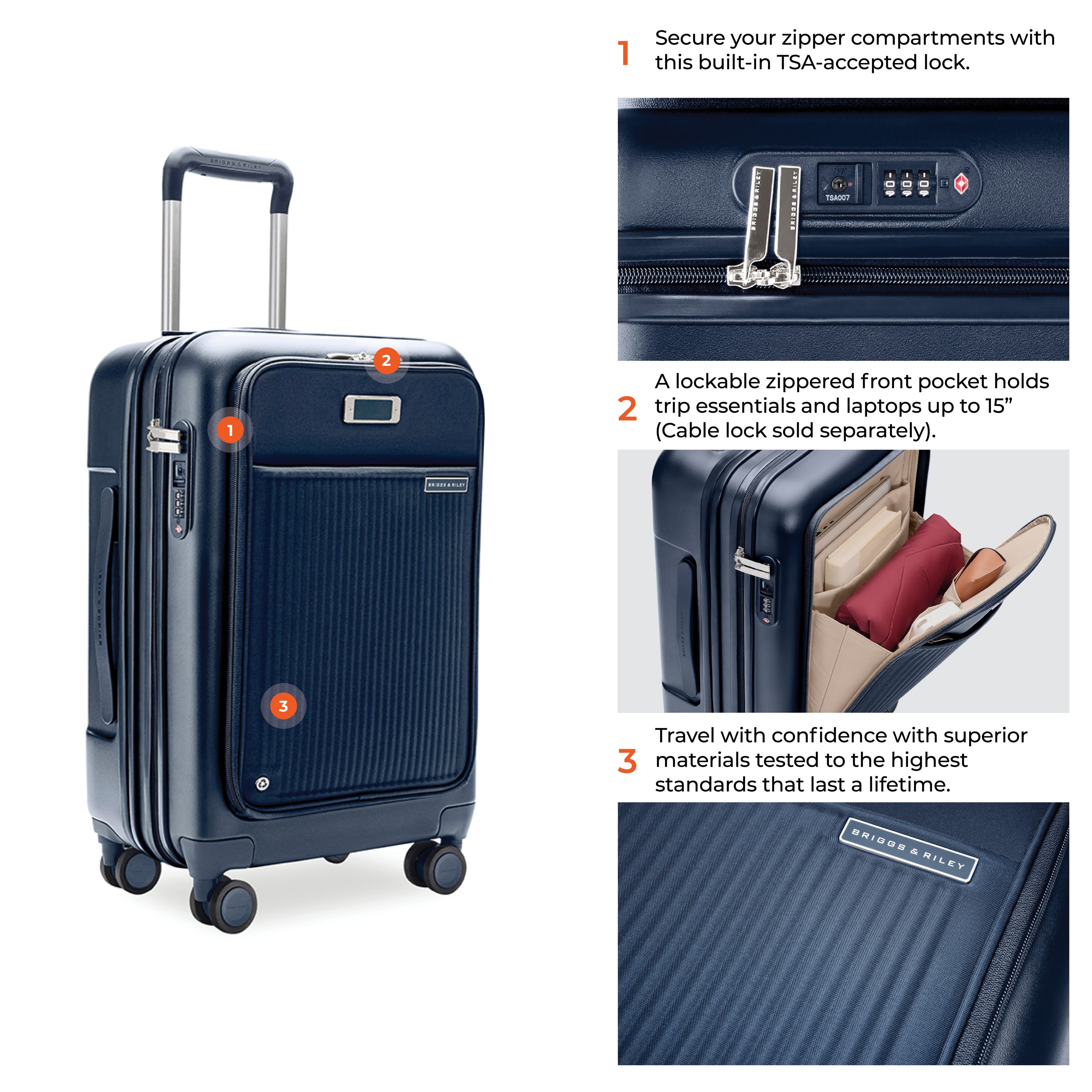 Briggs & Riley Sympatico Essential 22" Front Pocket Carry-On Expandable Spinner - Navy
