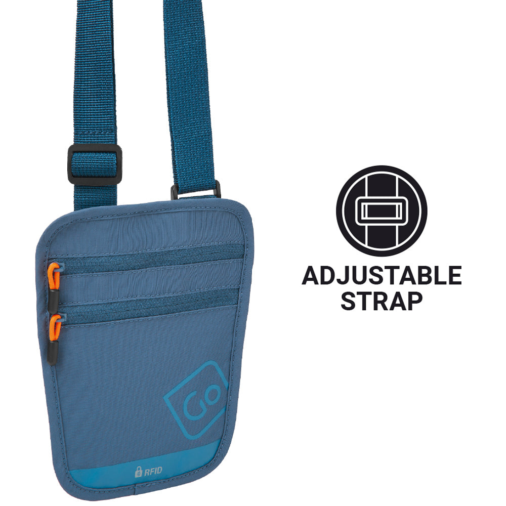 Go Travel RFID Passport Pouch – blue, RFID blocking detail