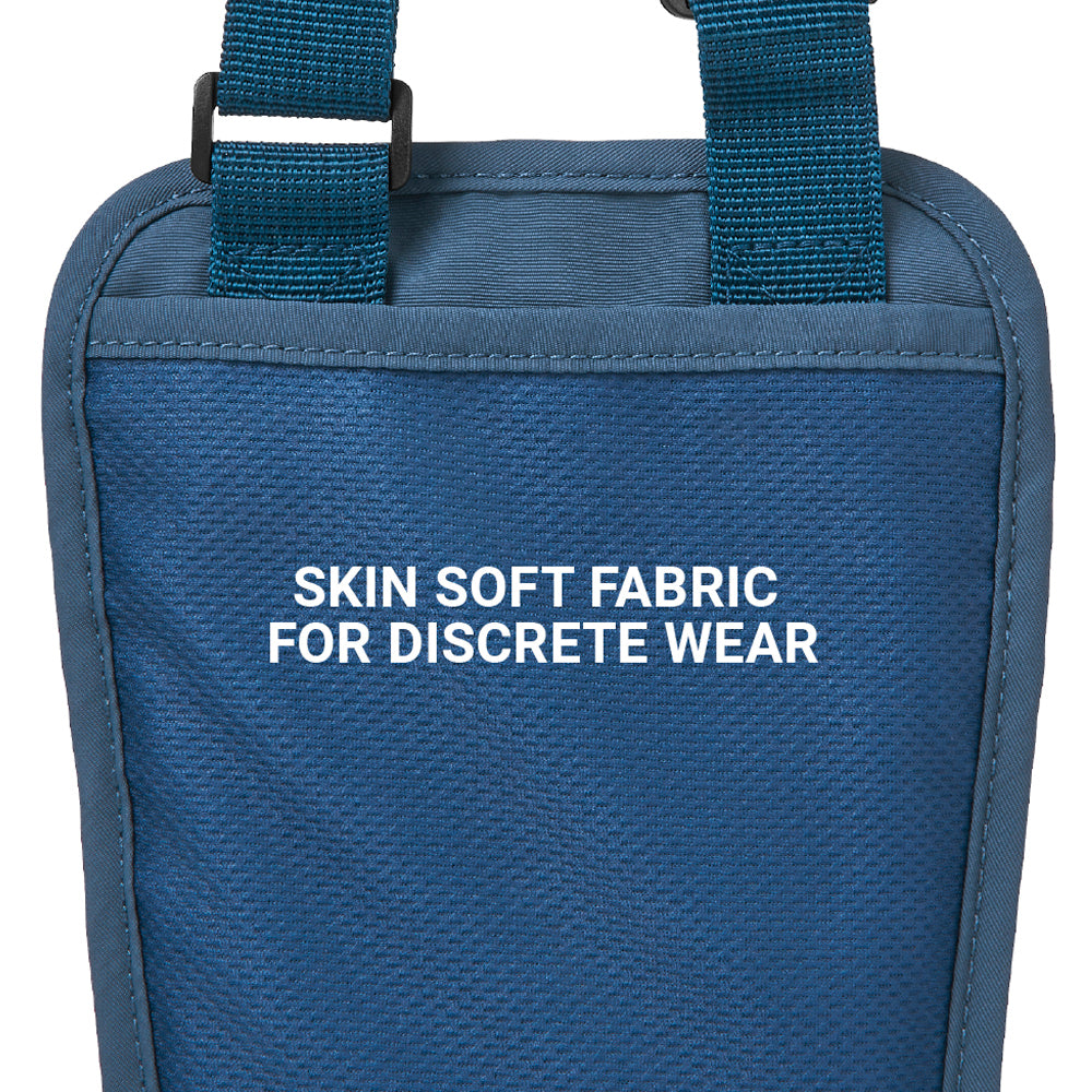Go Travel RFID Passport Pouch – blue, worn under clothing