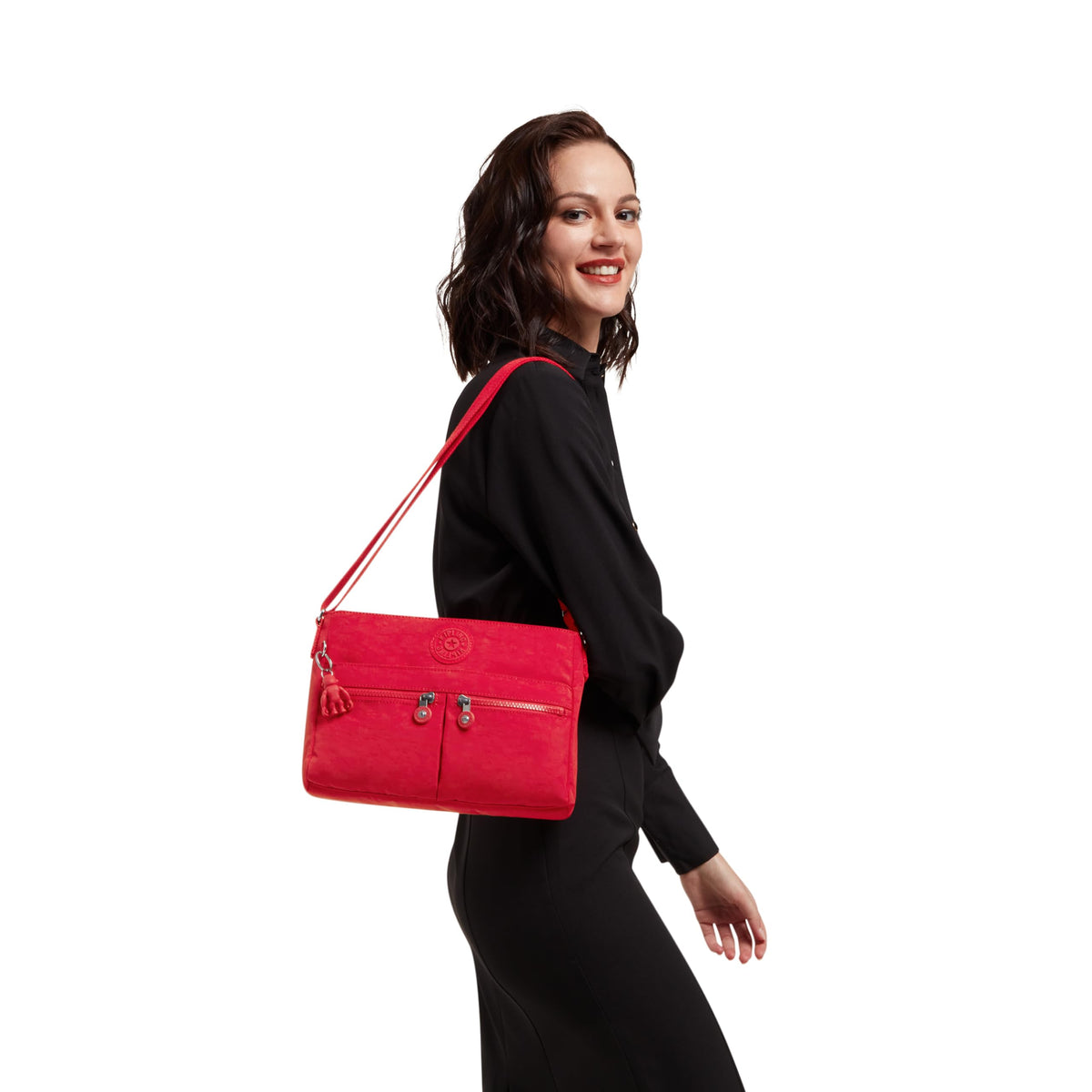 Kipling New Angie Crossbody Bag in Red Rouge — lifestyle