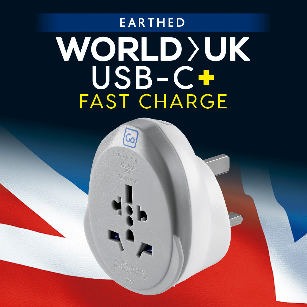 Go Travel World UK USB-C Adaptor 25W – front view