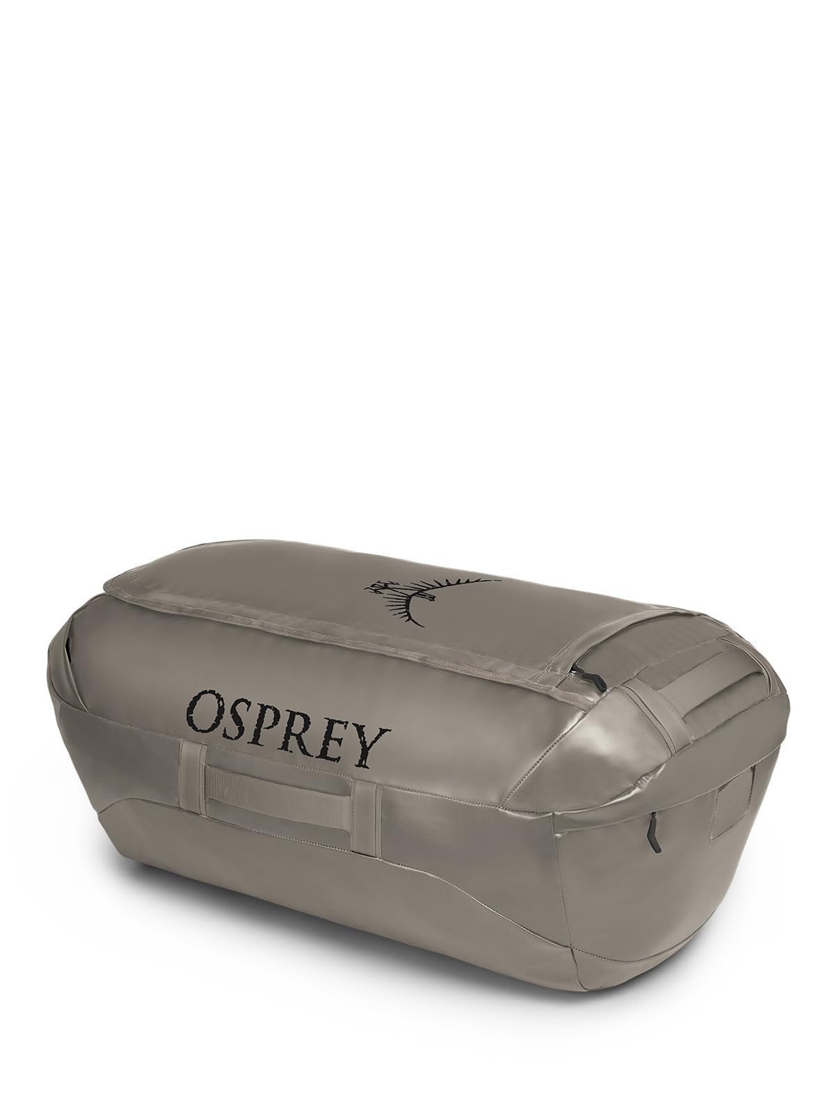 Osprey Transporter 120L Expedition Duffel Bag in Tan Concrete — angle view without harness