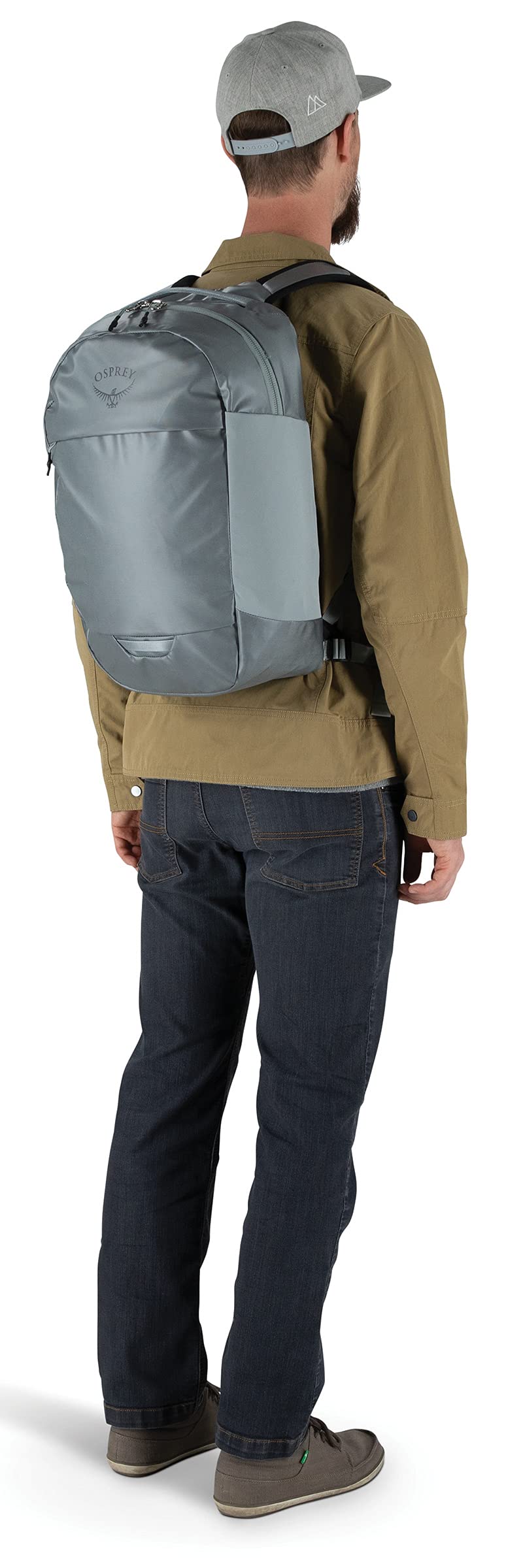 Osprey Transporter Panel Loader Backpack 20L in Smoke Grey — lifestyle