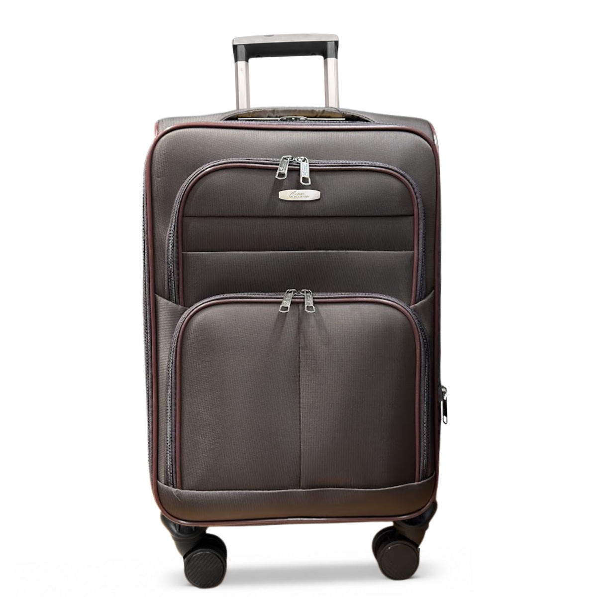 Camel Mountain 9122 Softside Expandable Spinner Luggage in Brown — front view