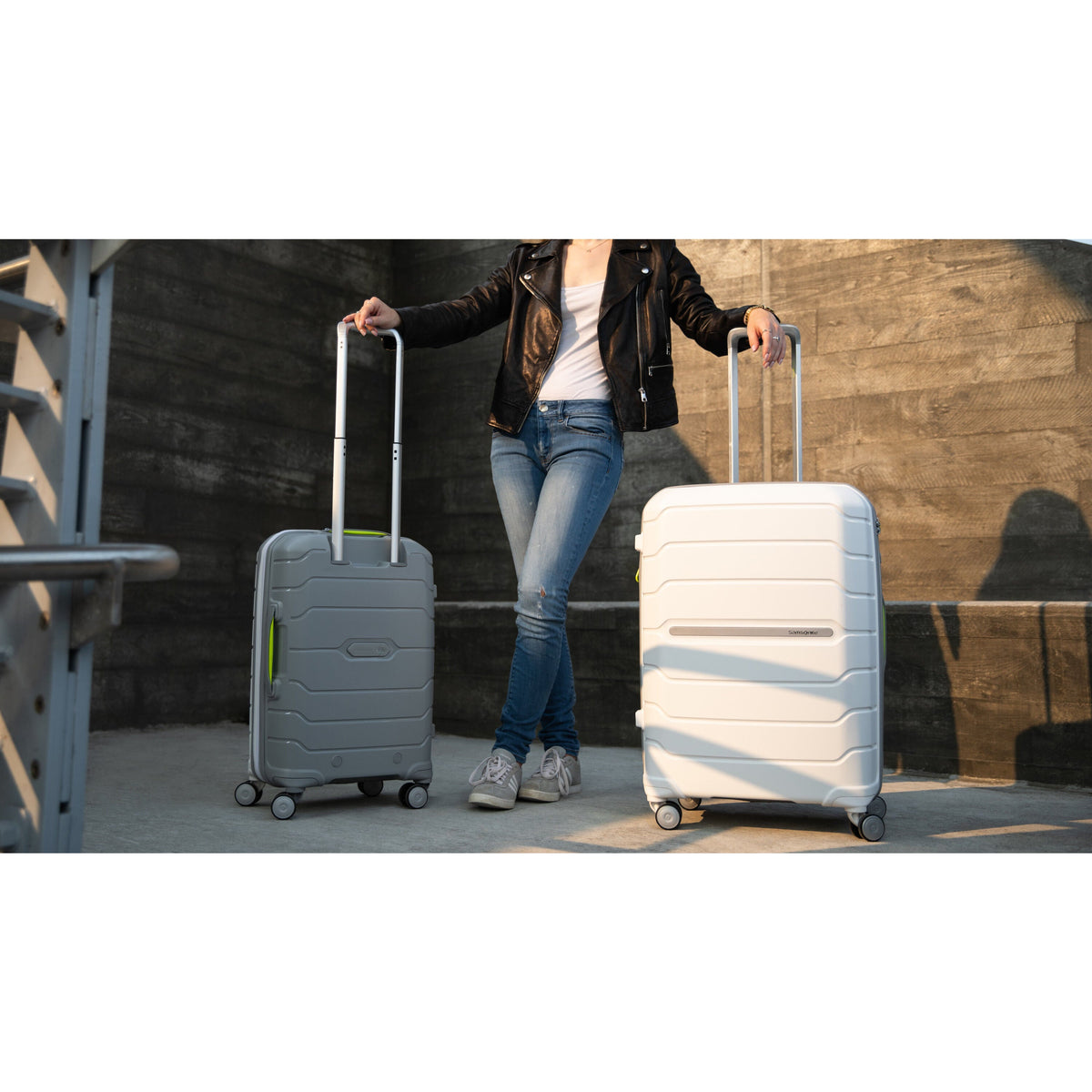 Samsonite Freeform 24" Spinner in White/Grey — lifestyle