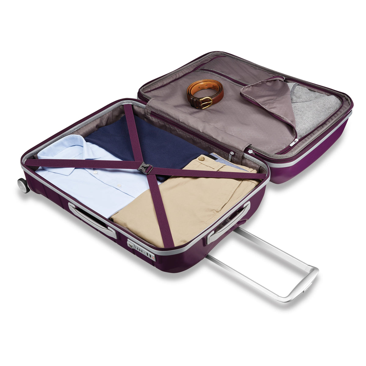 Samsonite Freeform 24" Spinner in Amethyst Purple — interior view