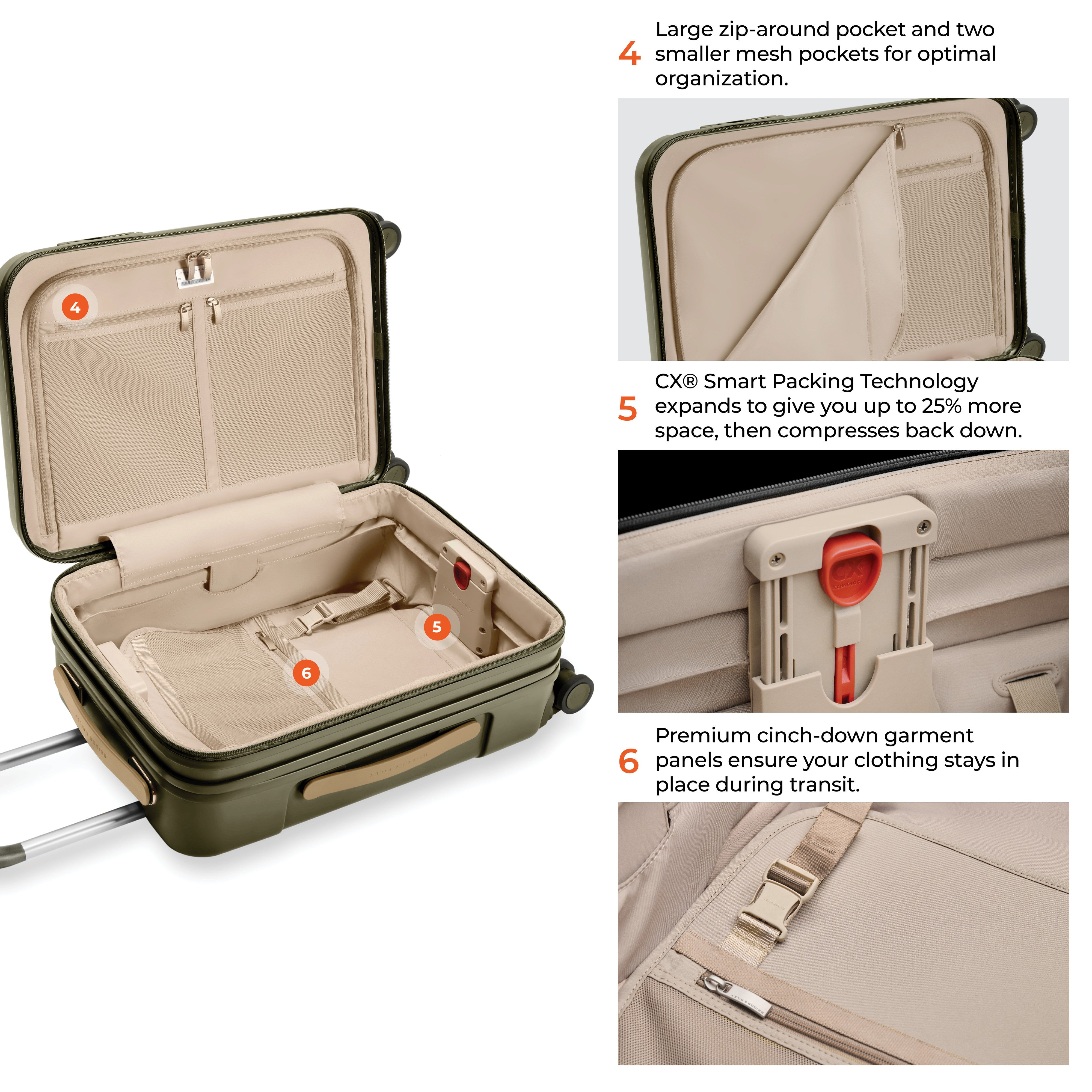 Briggs & Riley Sympatico Essential 22" Front Pocket Carry-On Expandable Spinner - Olive