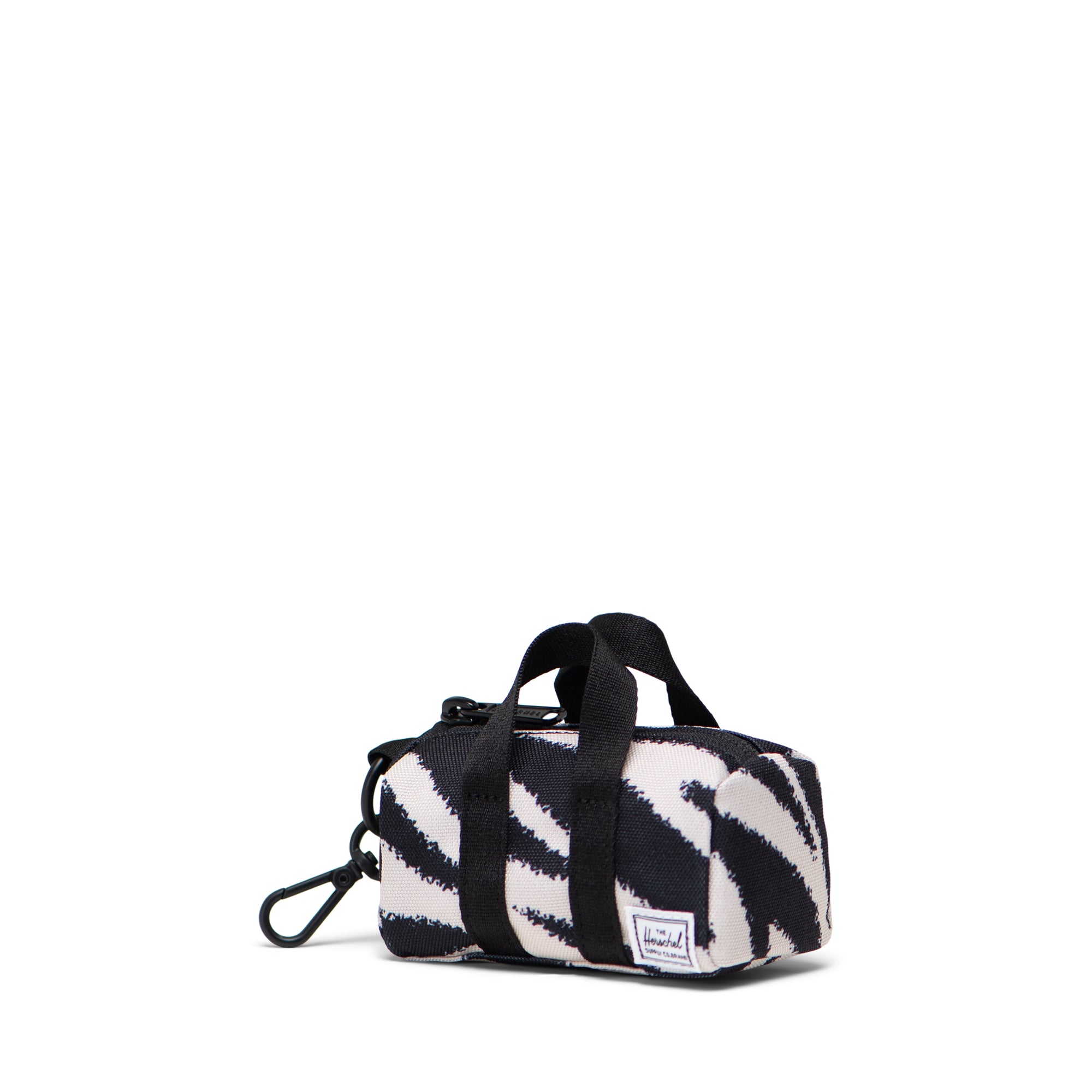 Herschel Novel Duffle Bag Charm in Zebra — three-quarter view
