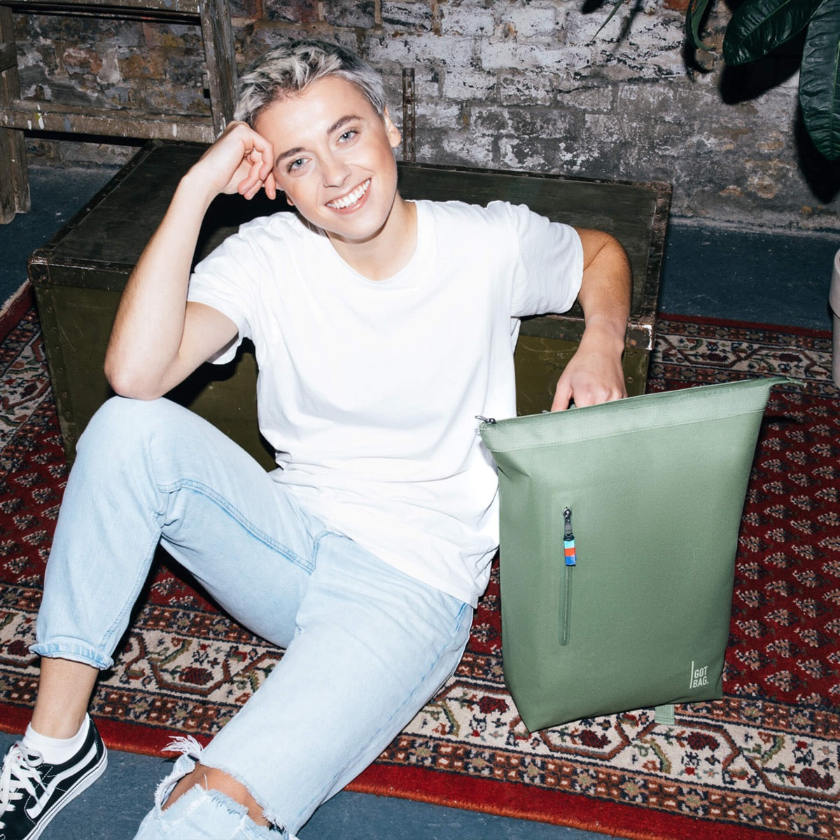 GotBag No! Rolltop Backpack (Sustainable) in Reef — lifestyle 2