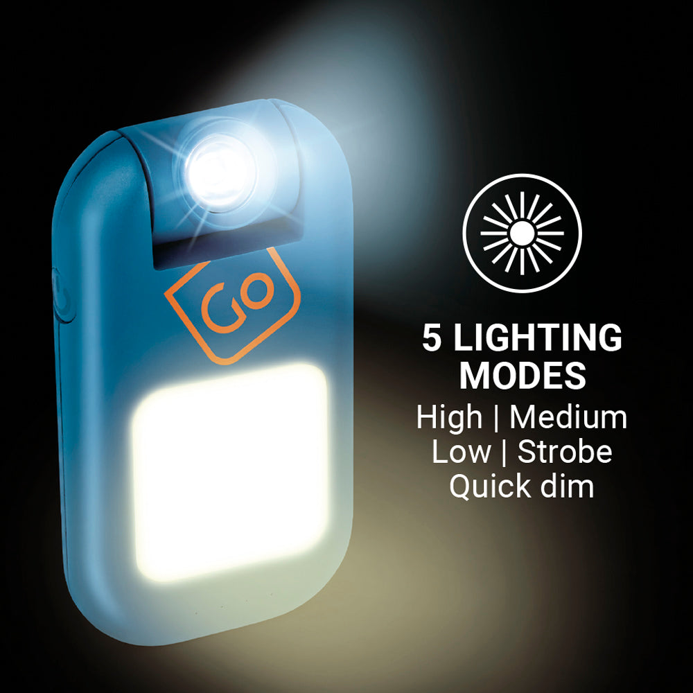Go Travel Floodlight Wearable Torch in Blue — lighting modes