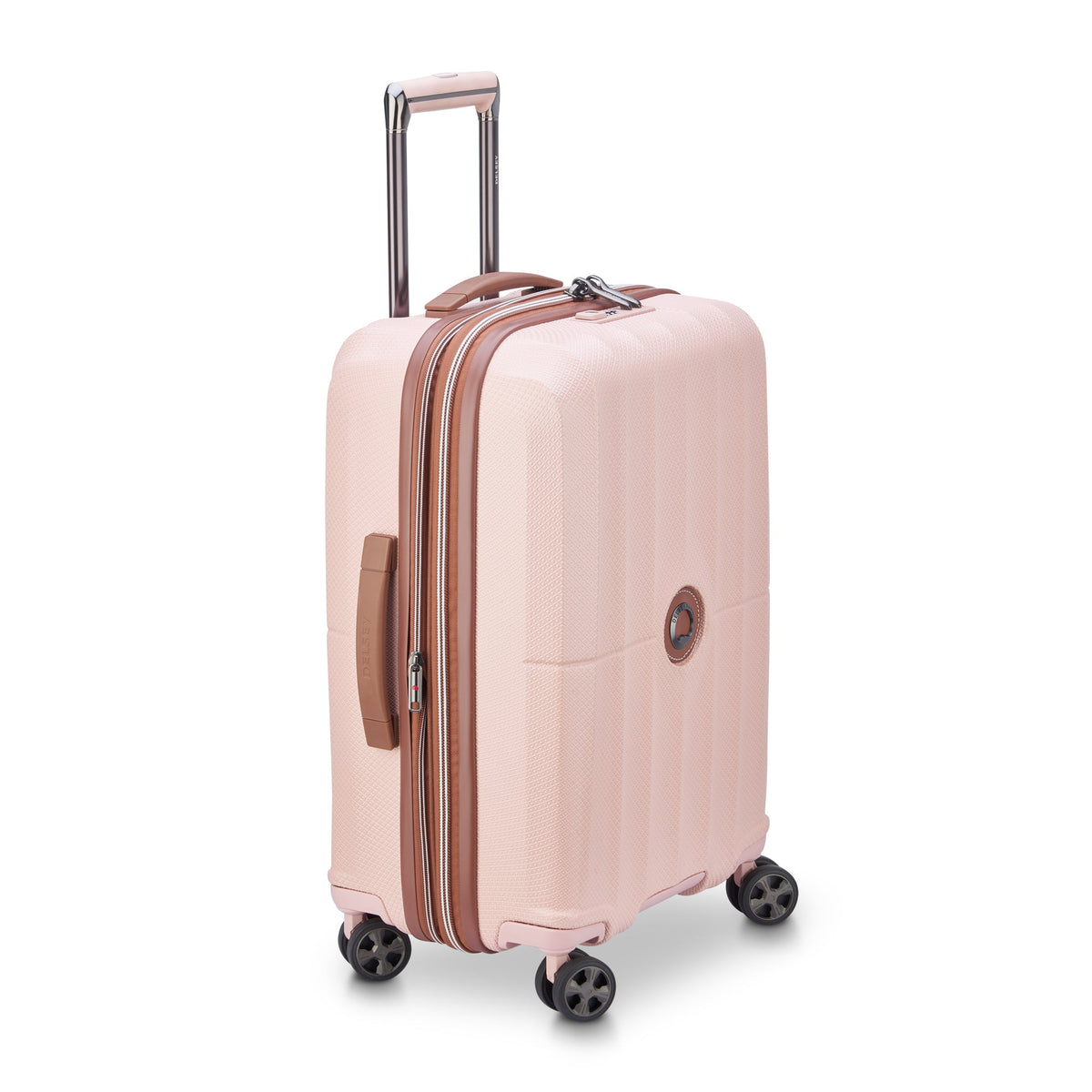 Delsey ST Tropez Medium Expandable Spinner in Pink — angle view 2