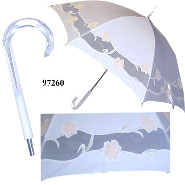 Vista 97260 Ivory with Hand-Stitched Yellow Flower Umbrella in Ivory — front view