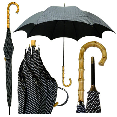 Vista 9912 Graphically Striped Umbrella in Black — front view