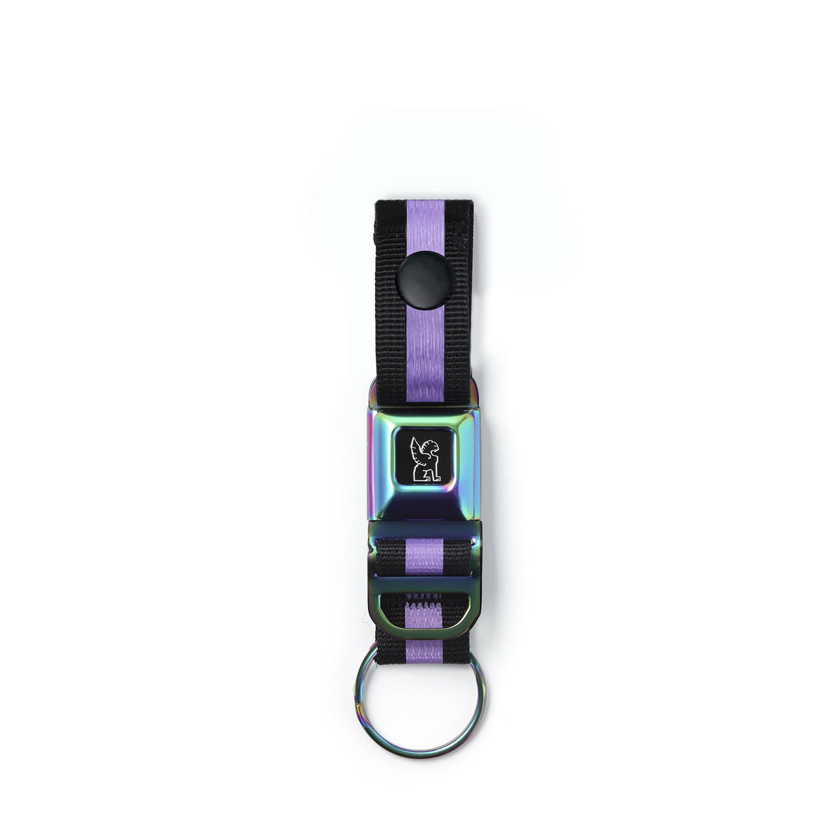 Chrome Industries Mini Buckle Keychain in Rainbow Matte — front view # color_Rainbow Matte