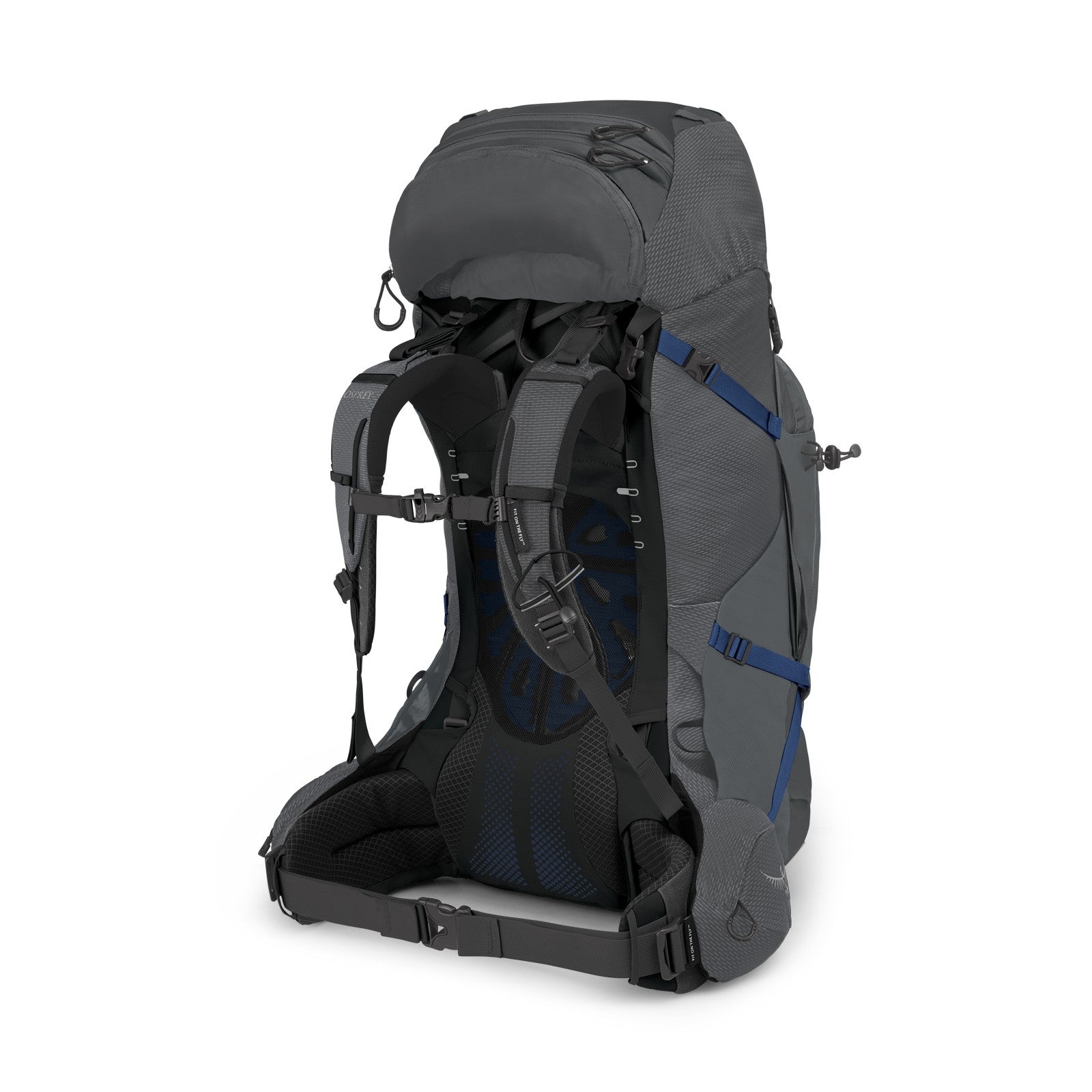 Osprey Aether Plus 70 Hiking Backpack 70L in Eclipse Grey — angle view 2