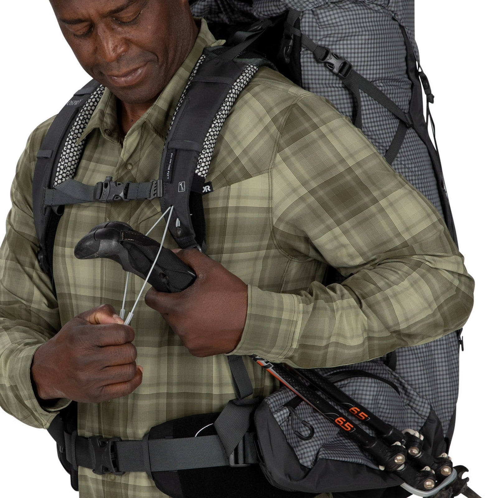 Osprey Aether Pro 75 Hiking Backpack 75L in Silver Lining — detail view 2