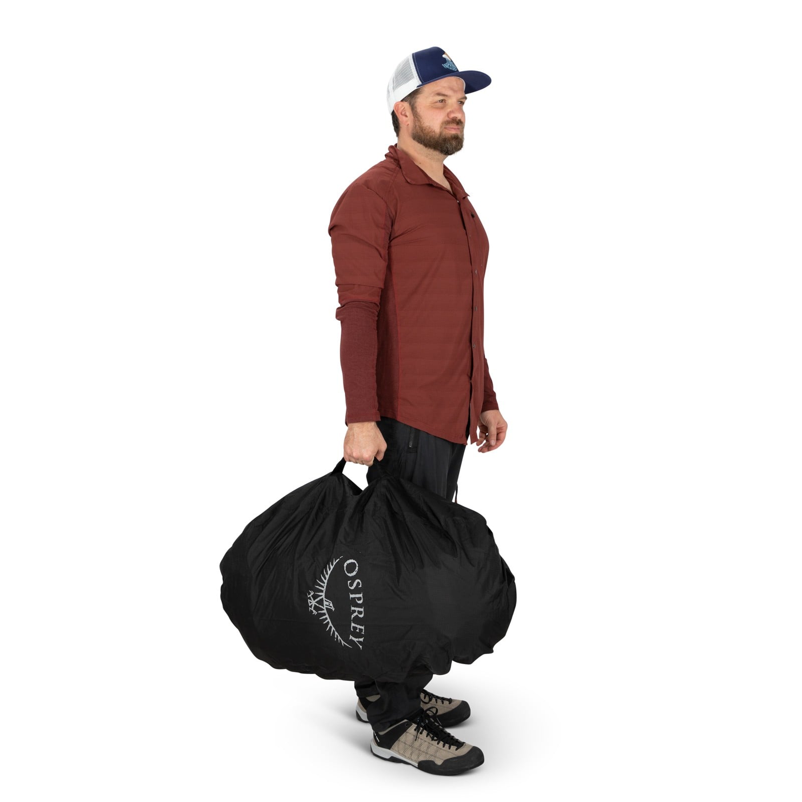 Osprey Aircover Medium Backpack Travel Cover in Black — lifestyle 3